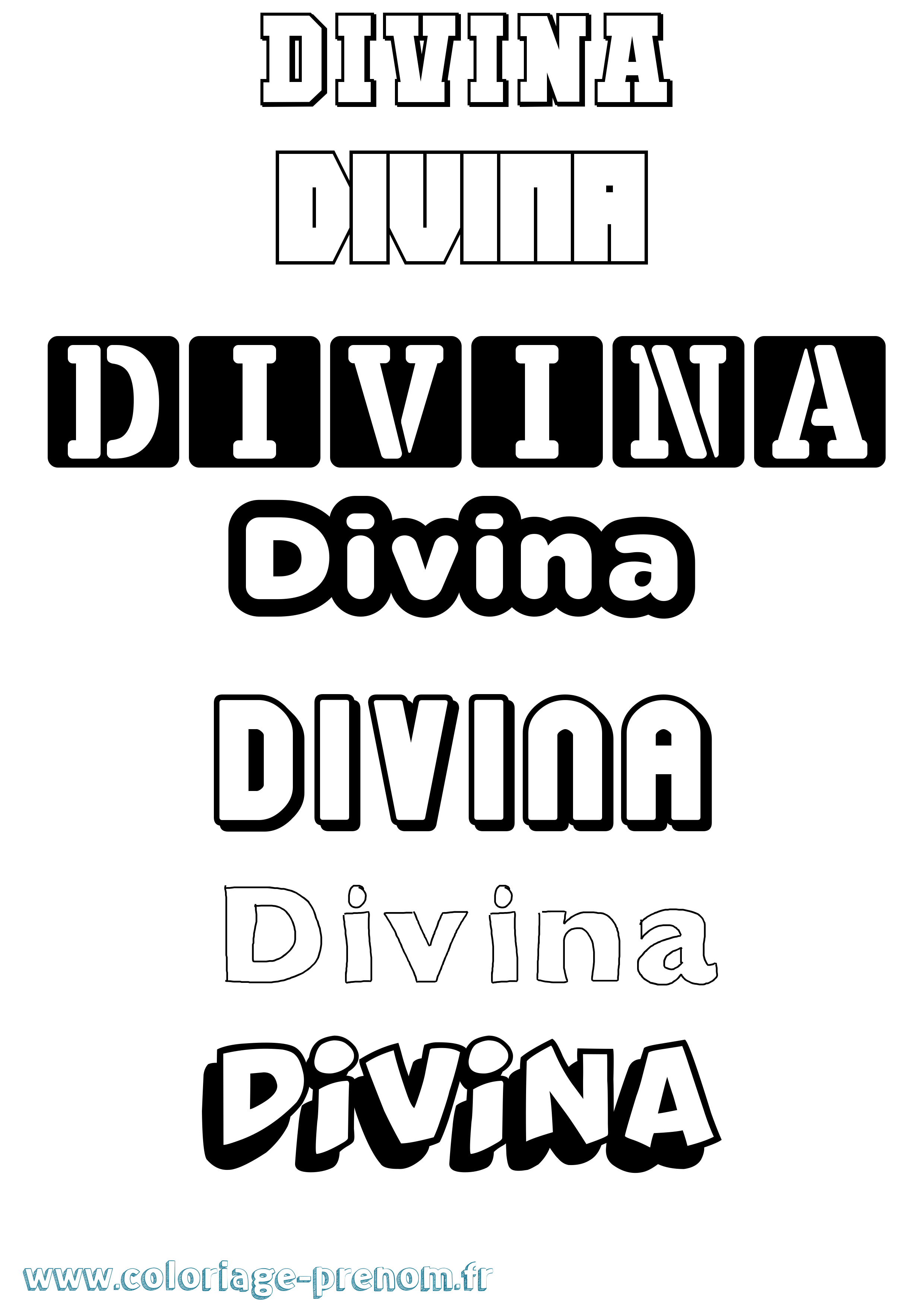 Coloriage prénom Divina Simple