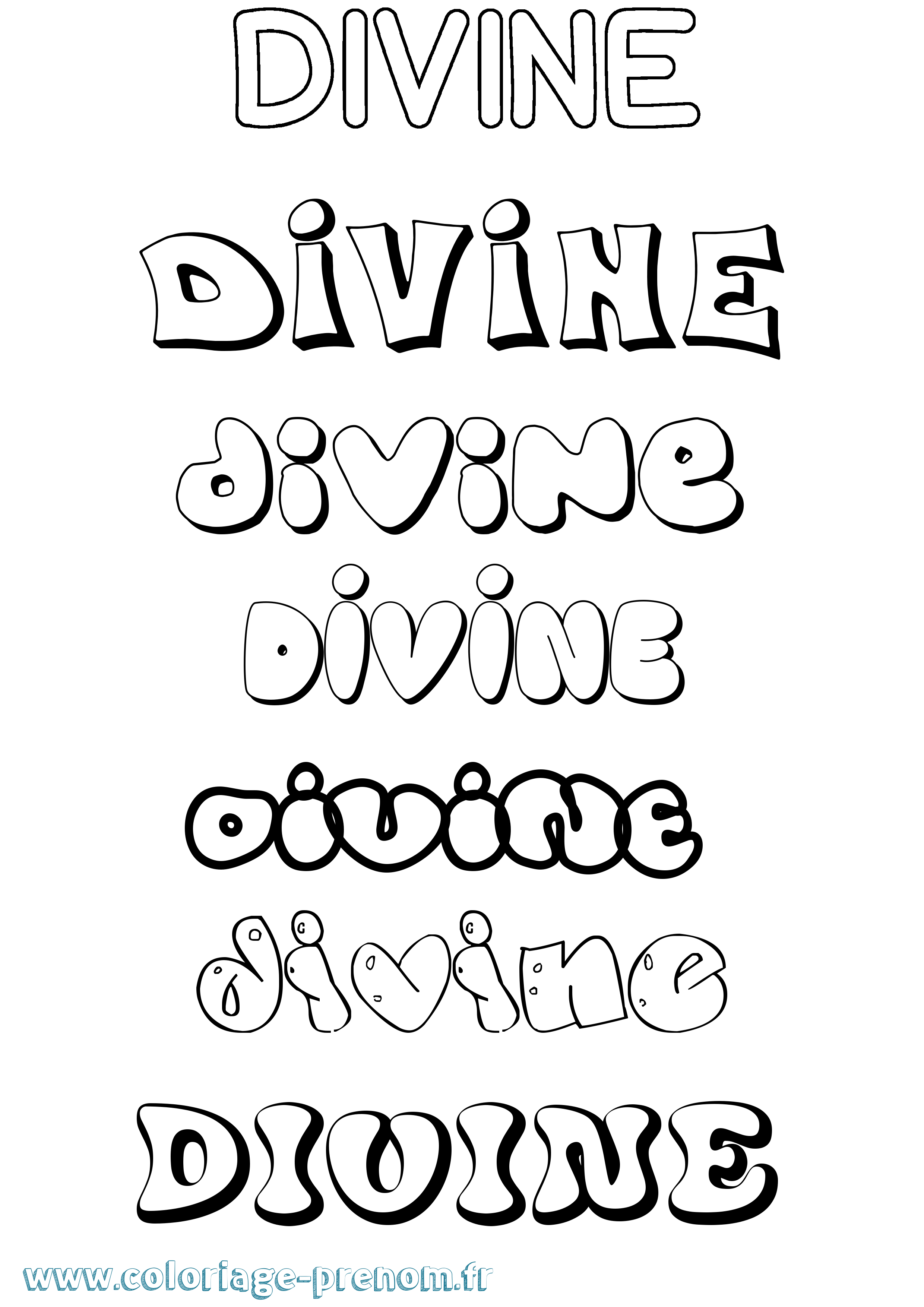Coloriage prénom Divine Bubble
