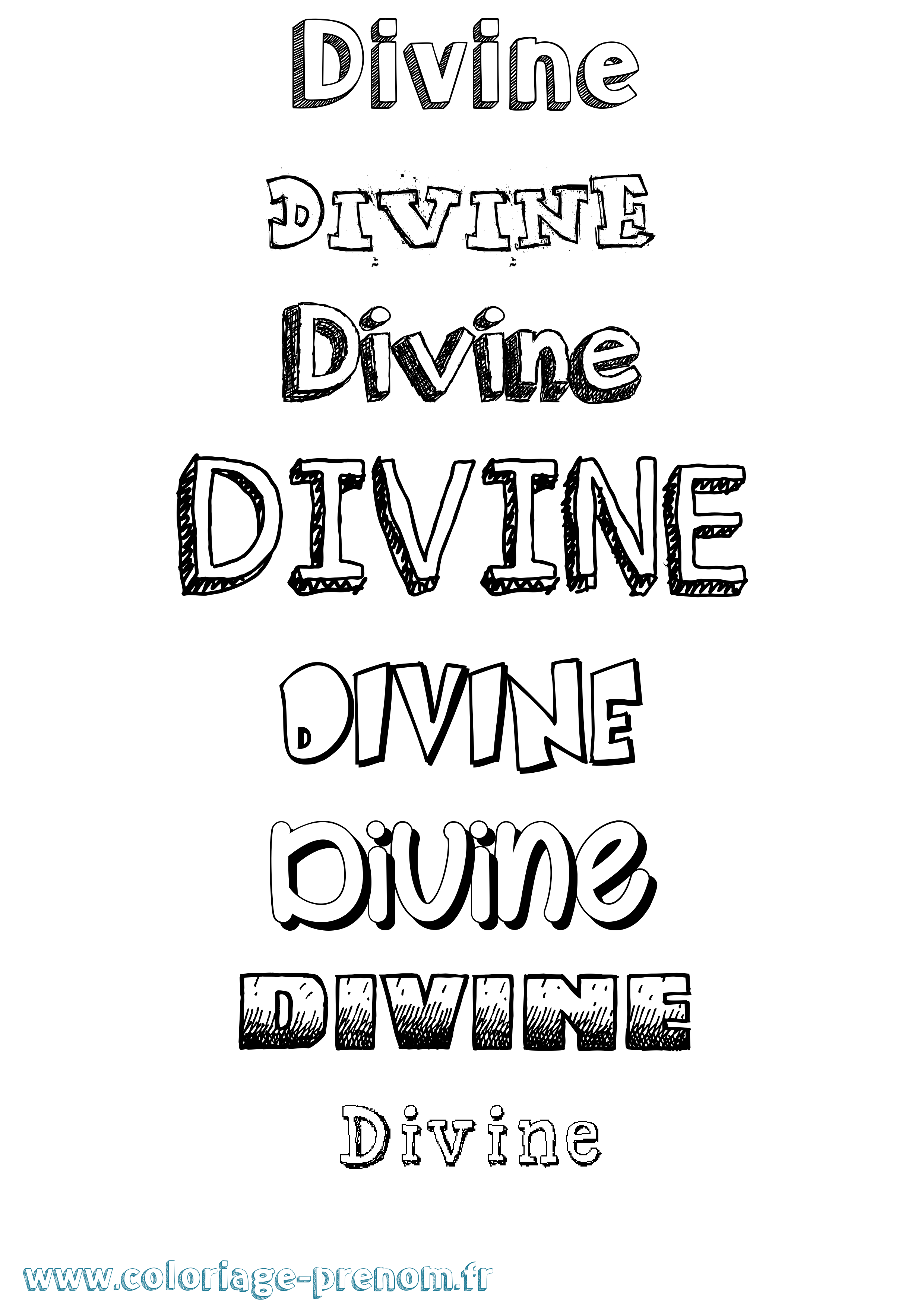Coloriage prénom Divine Dessiné
