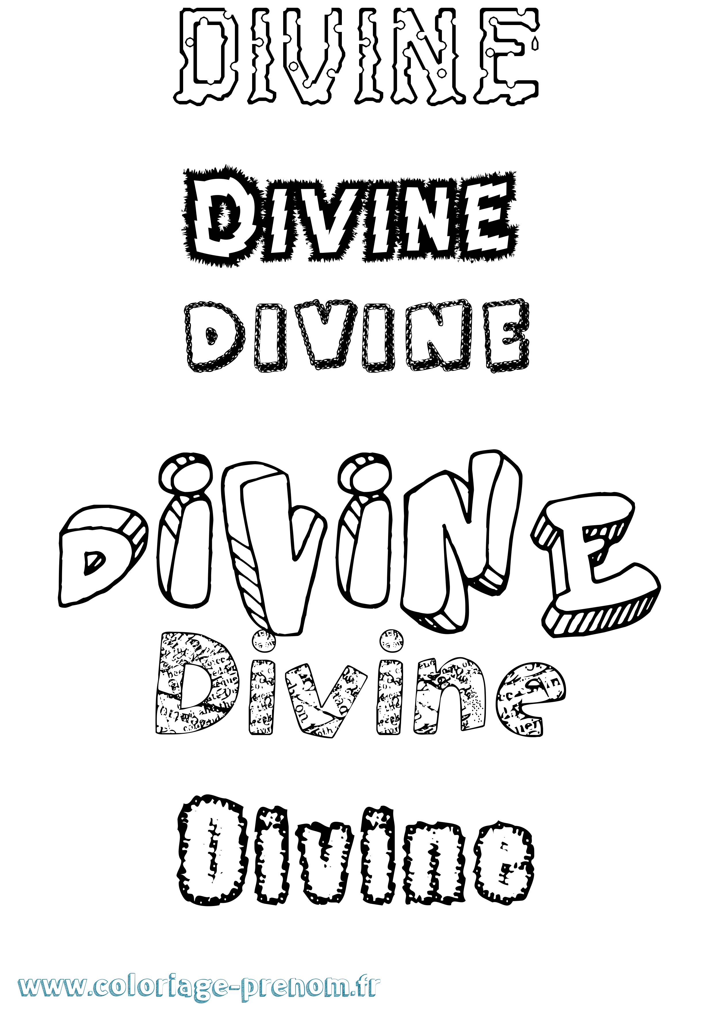 Coloriage prénom Divine