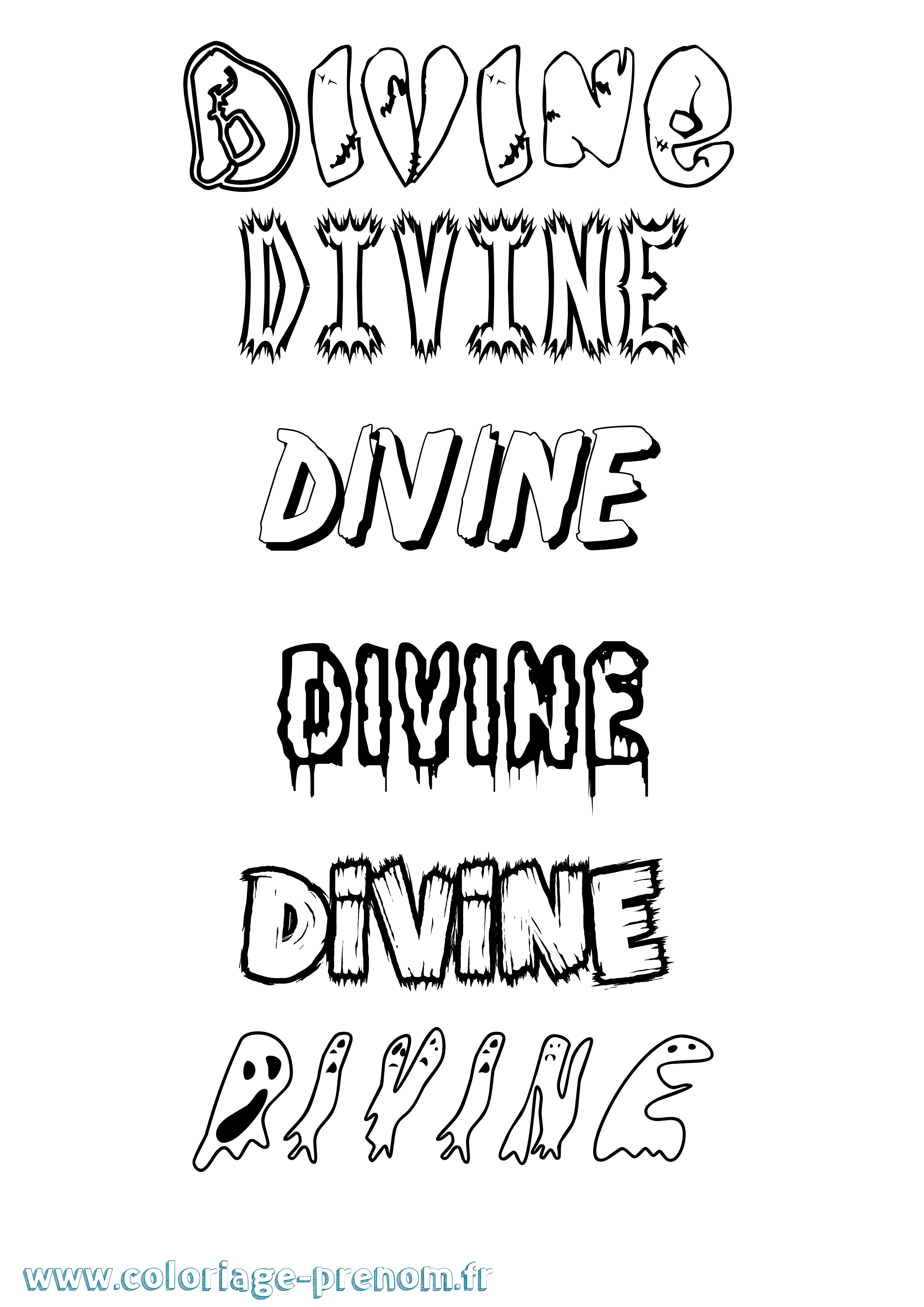 Coloriage prénom Divine Frisson