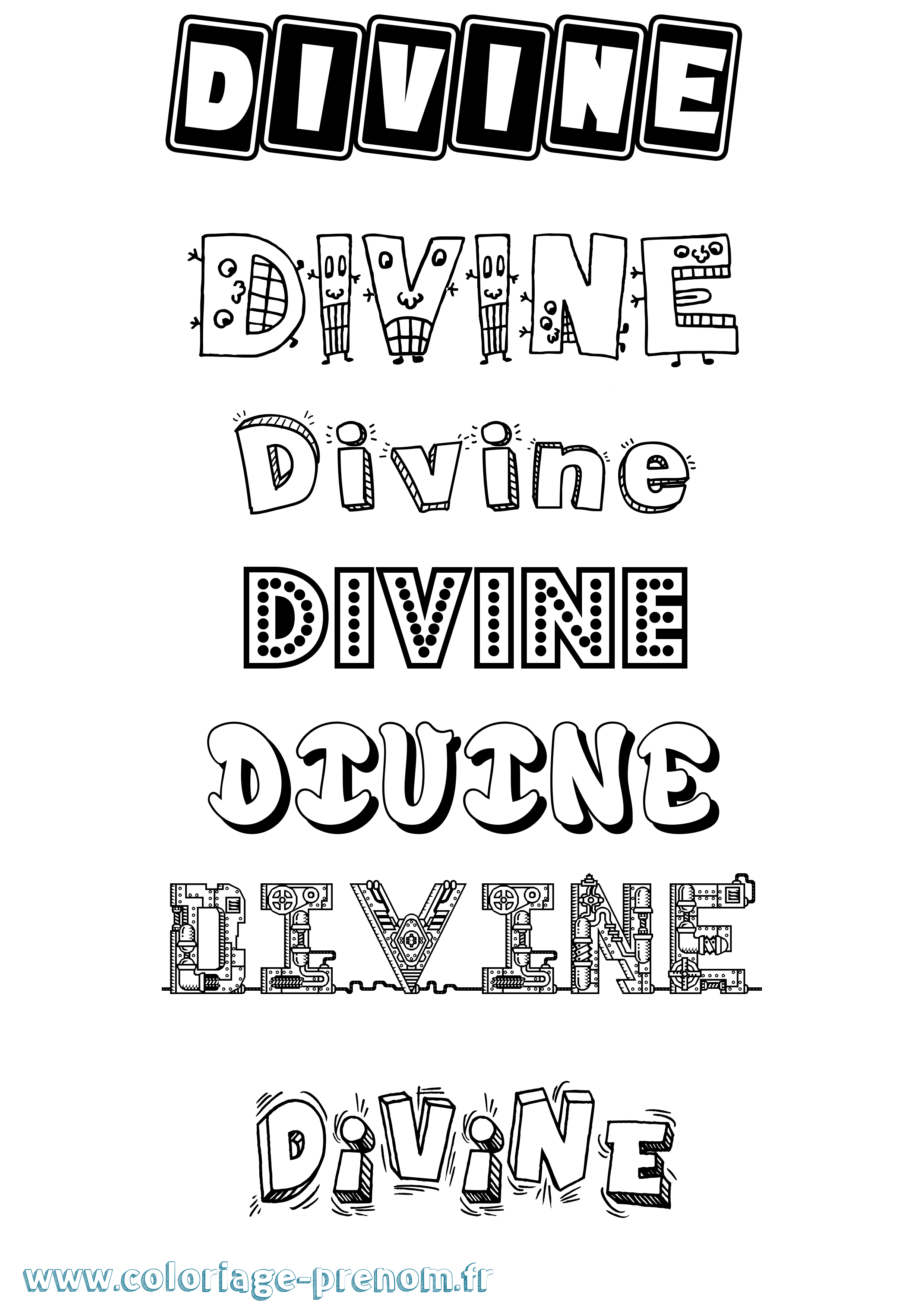 Coloriage prénom Divine Fun