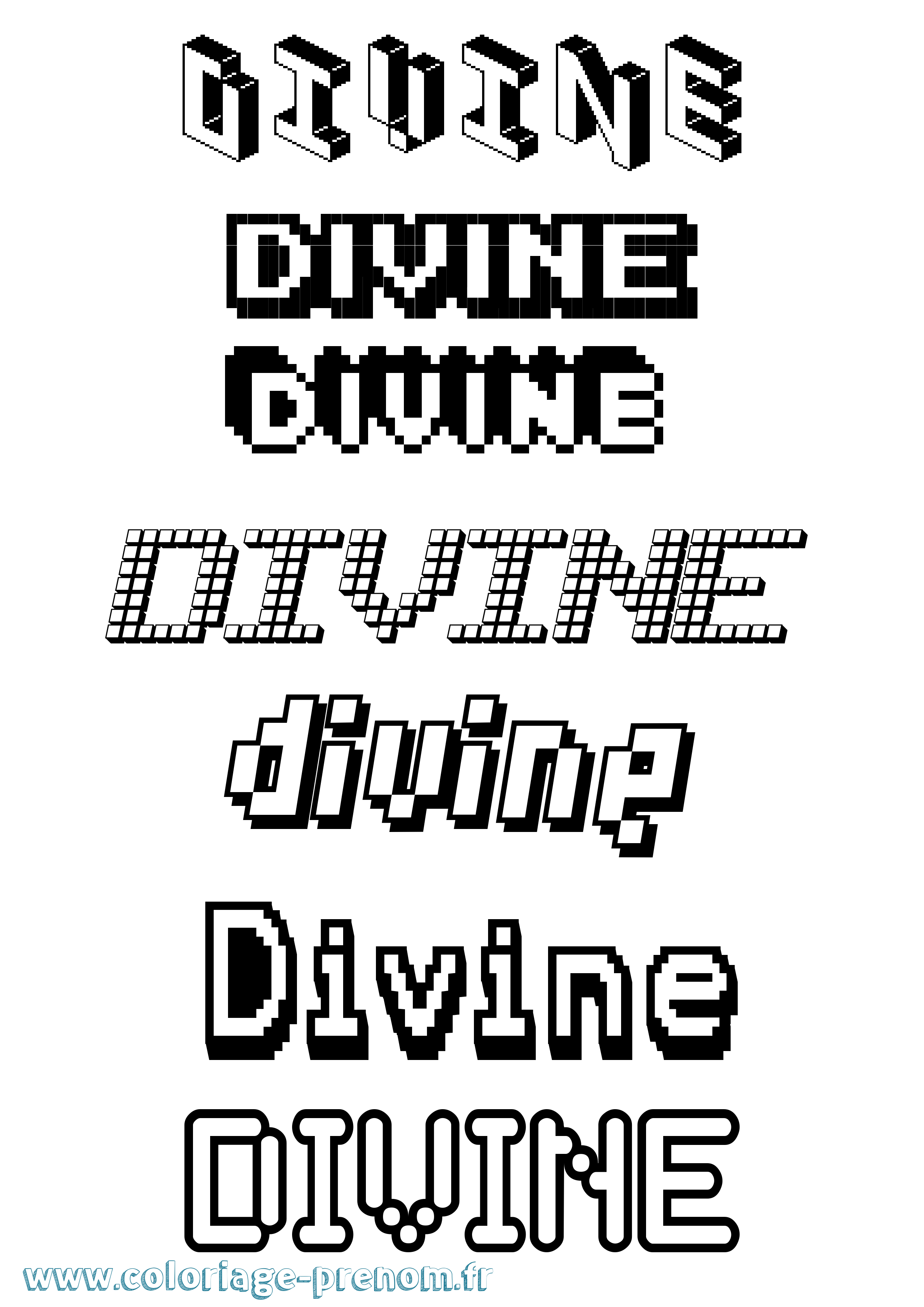 Coloriage prénom Divine Pixel