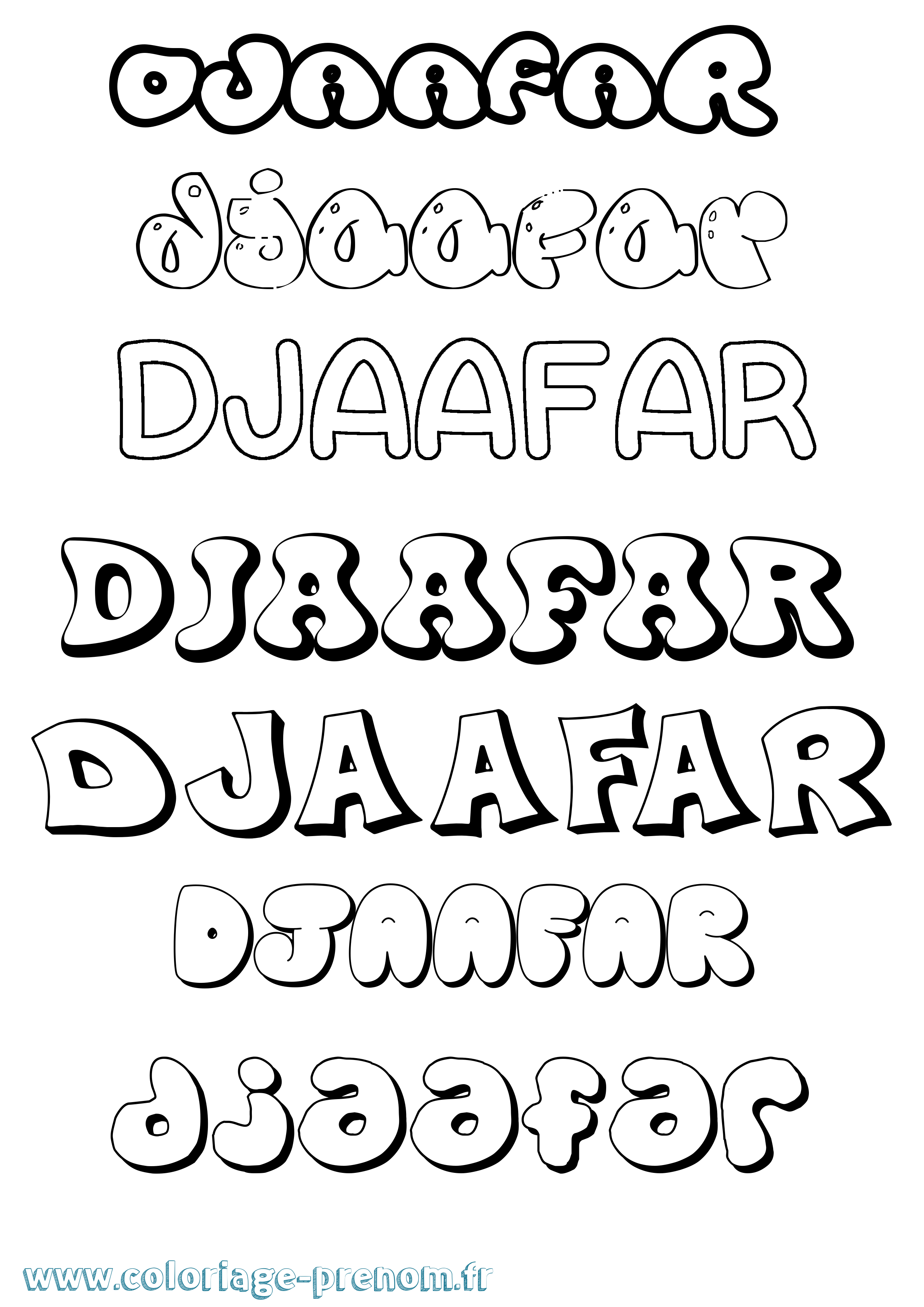 Coloriage prénom Djaafar Bubble