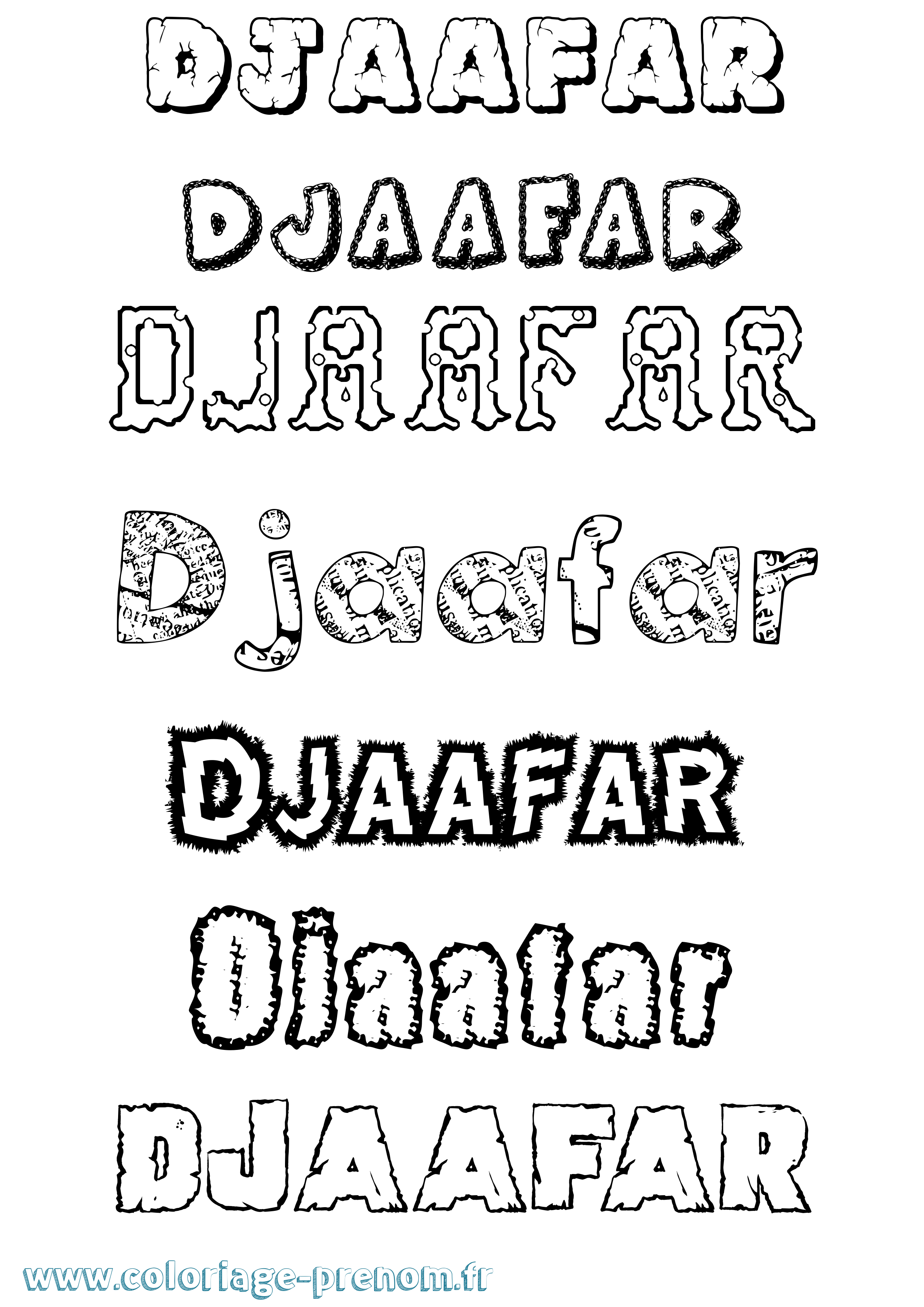 Coloriage prénom Djaafar Destructuré