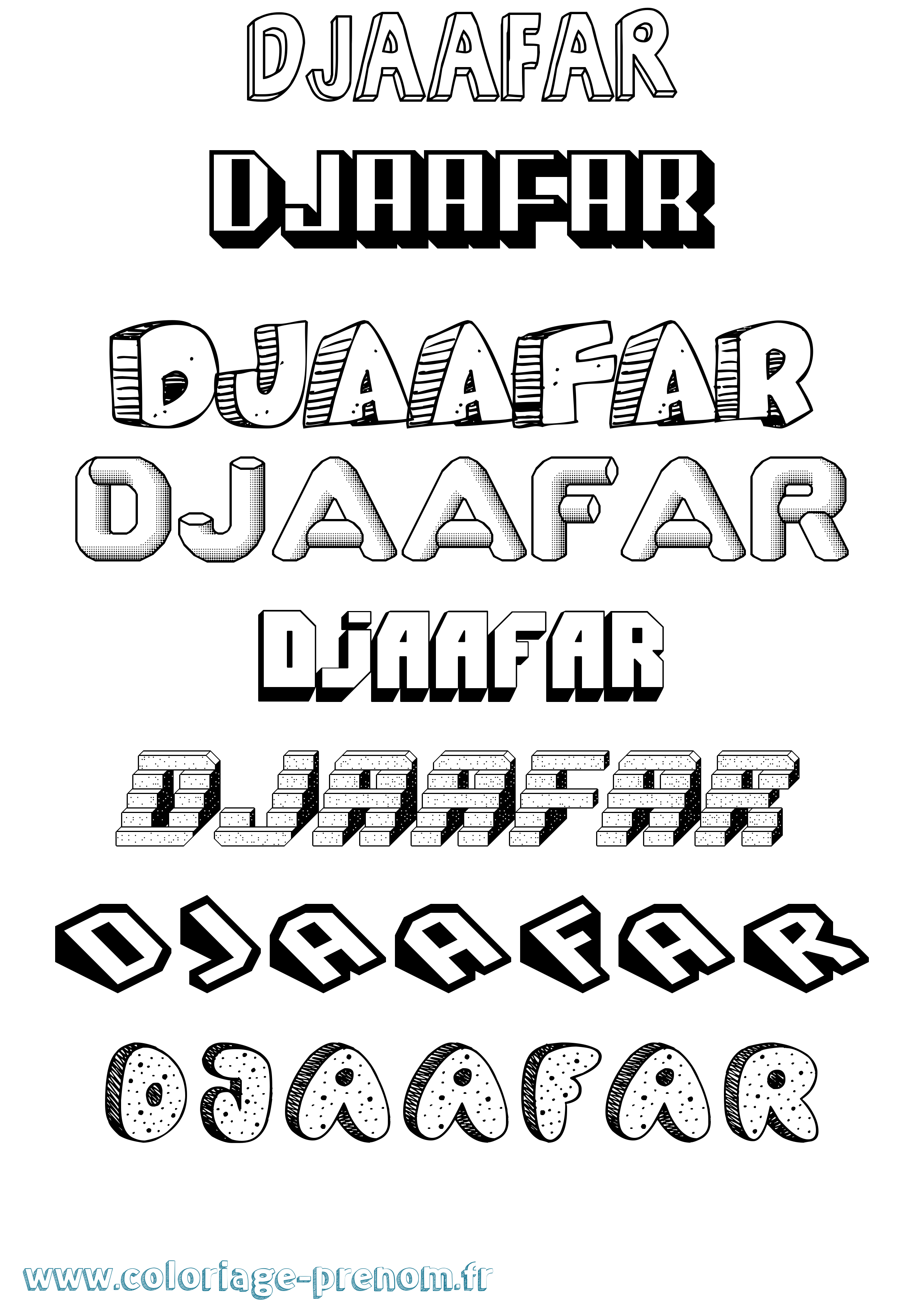 Coloriage prénom Djaafar Effet 3D