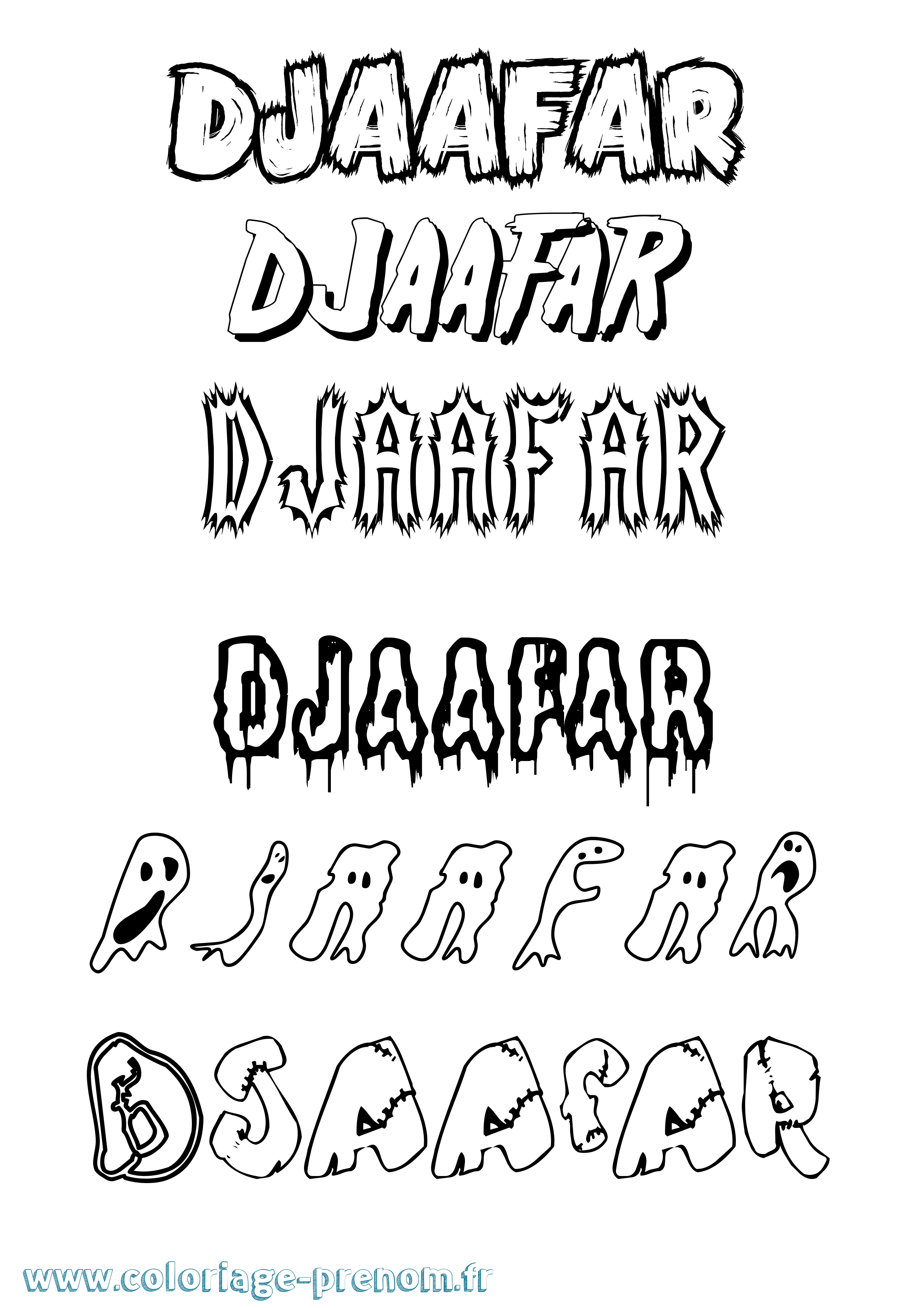 Coloriage prénom Djaafar Frisson