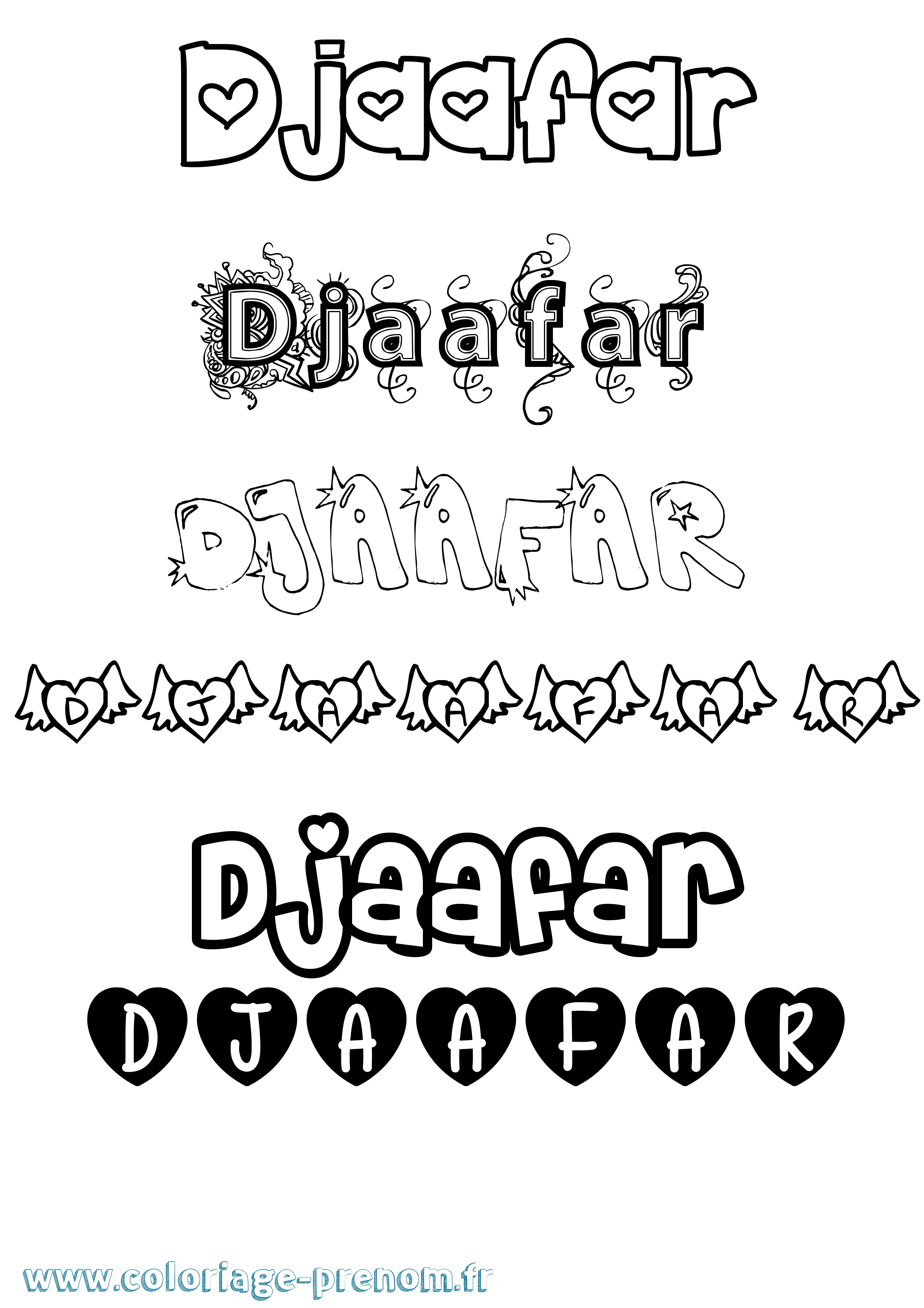 Coloriage prénom Djaafar Girly