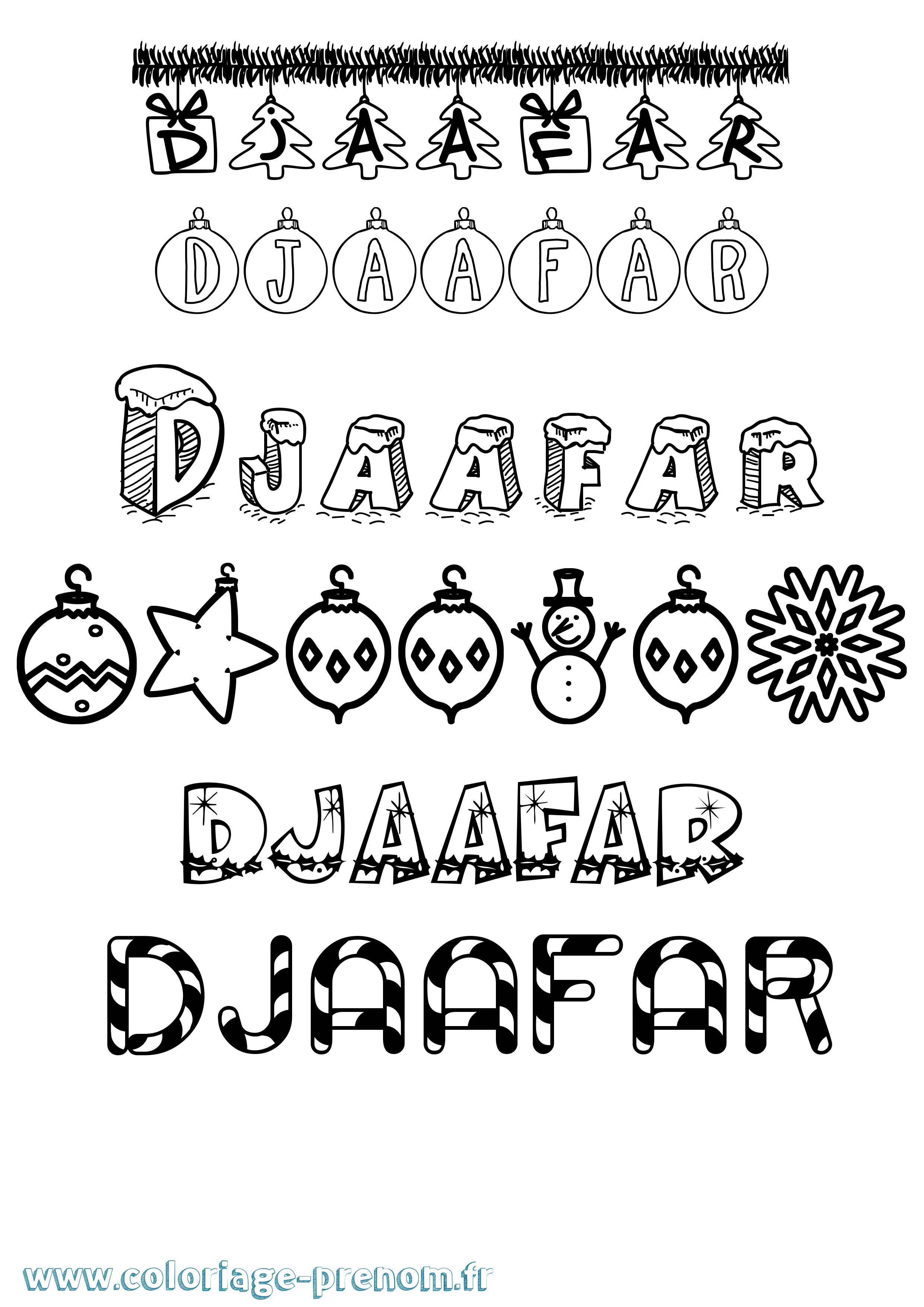 Coloriage prénom Djaafar Noël