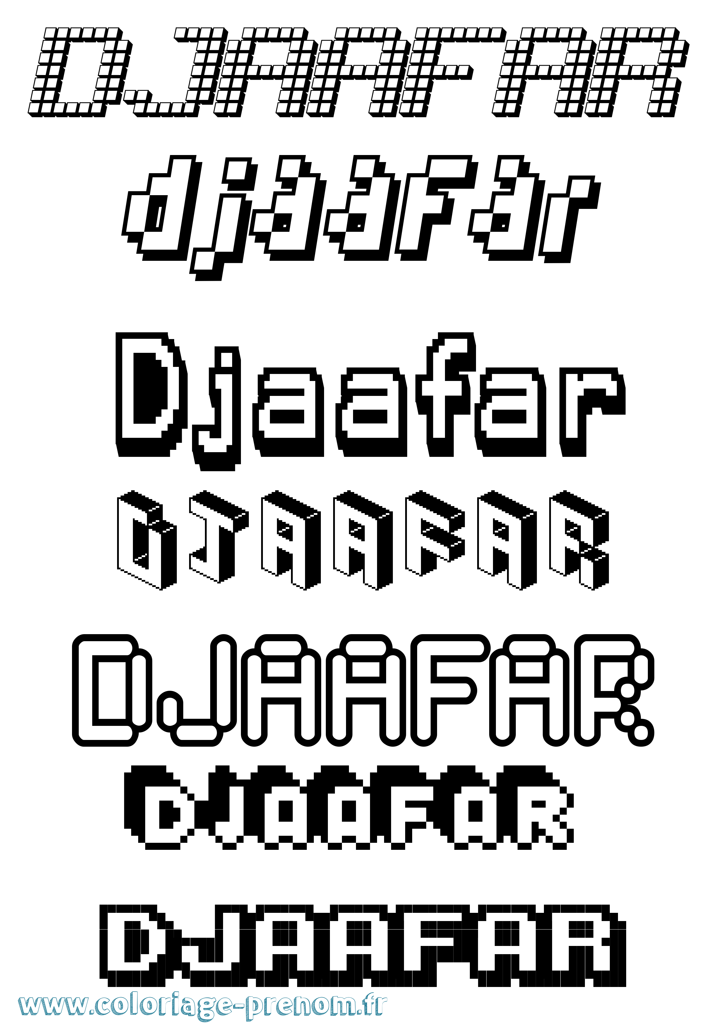 Coloriage prénom Djaafar Pixel