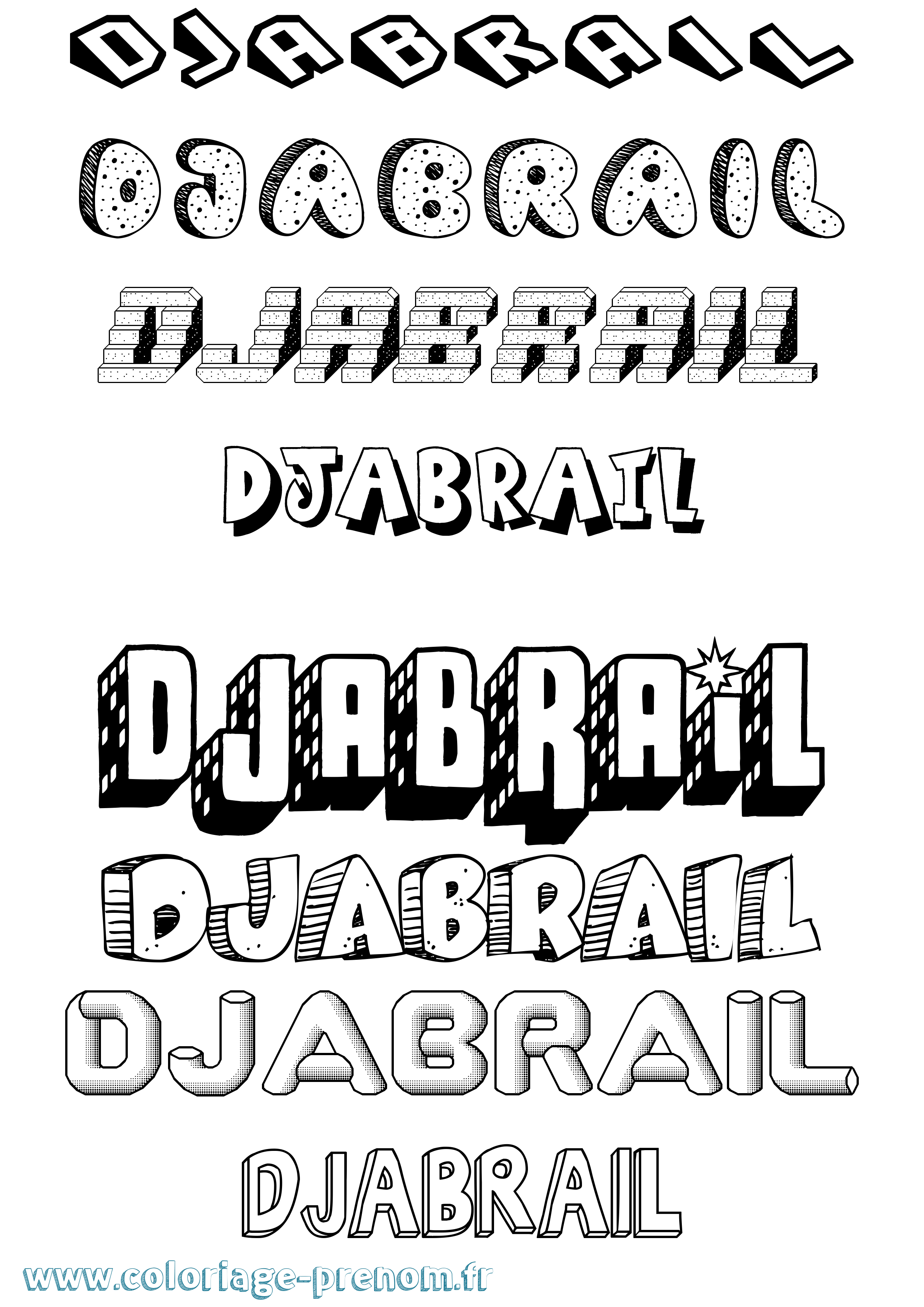 Coloriage prénom Djabrail Effet 3D