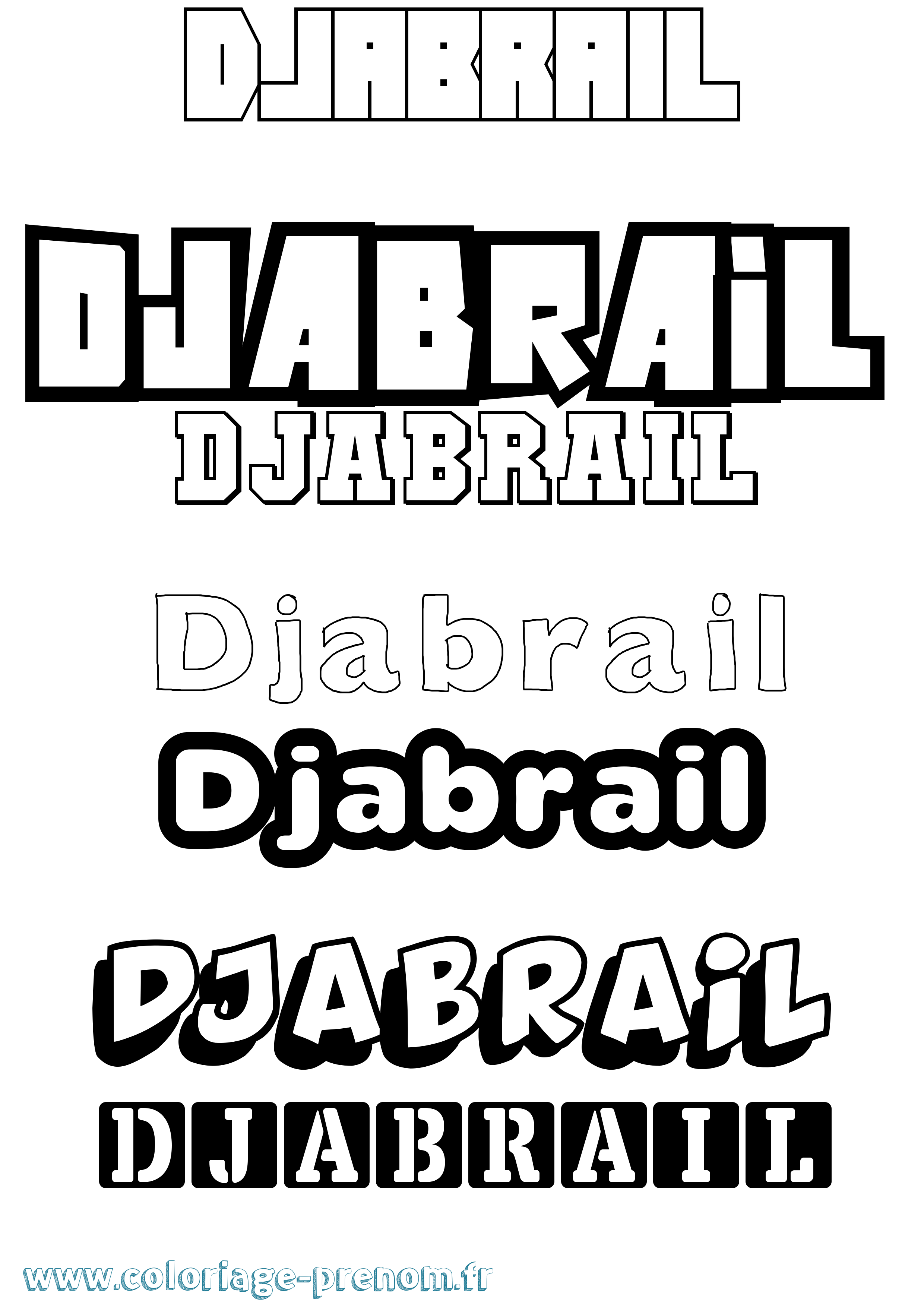Coloriage prénom Djabrail Simple