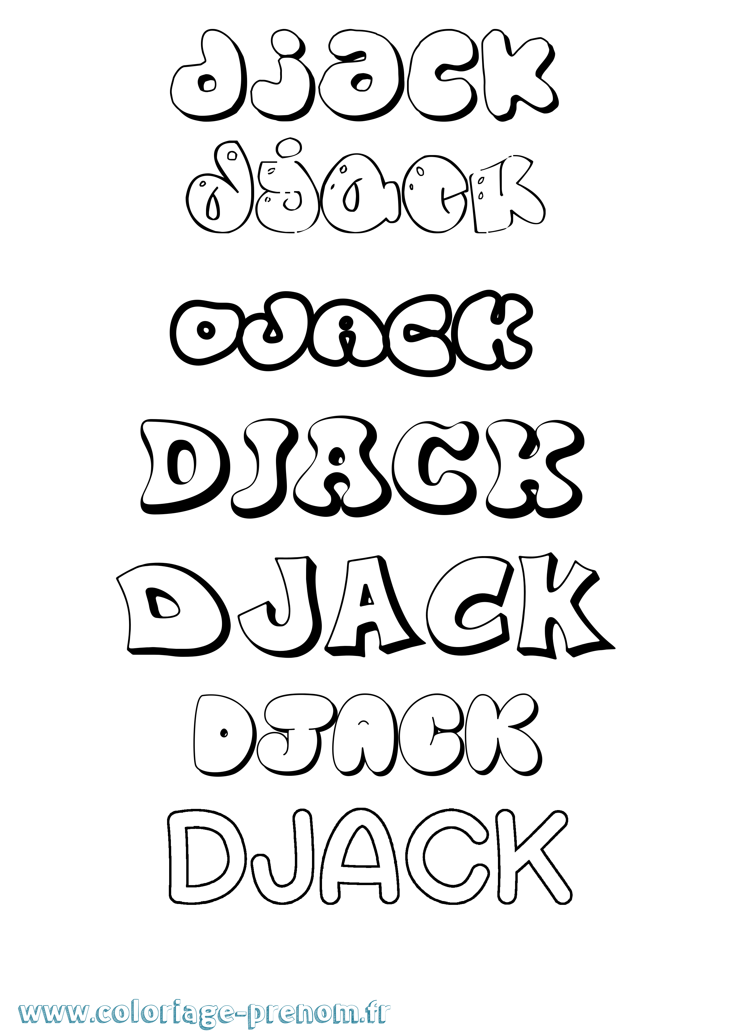Coloriage prénom Djack Bubble