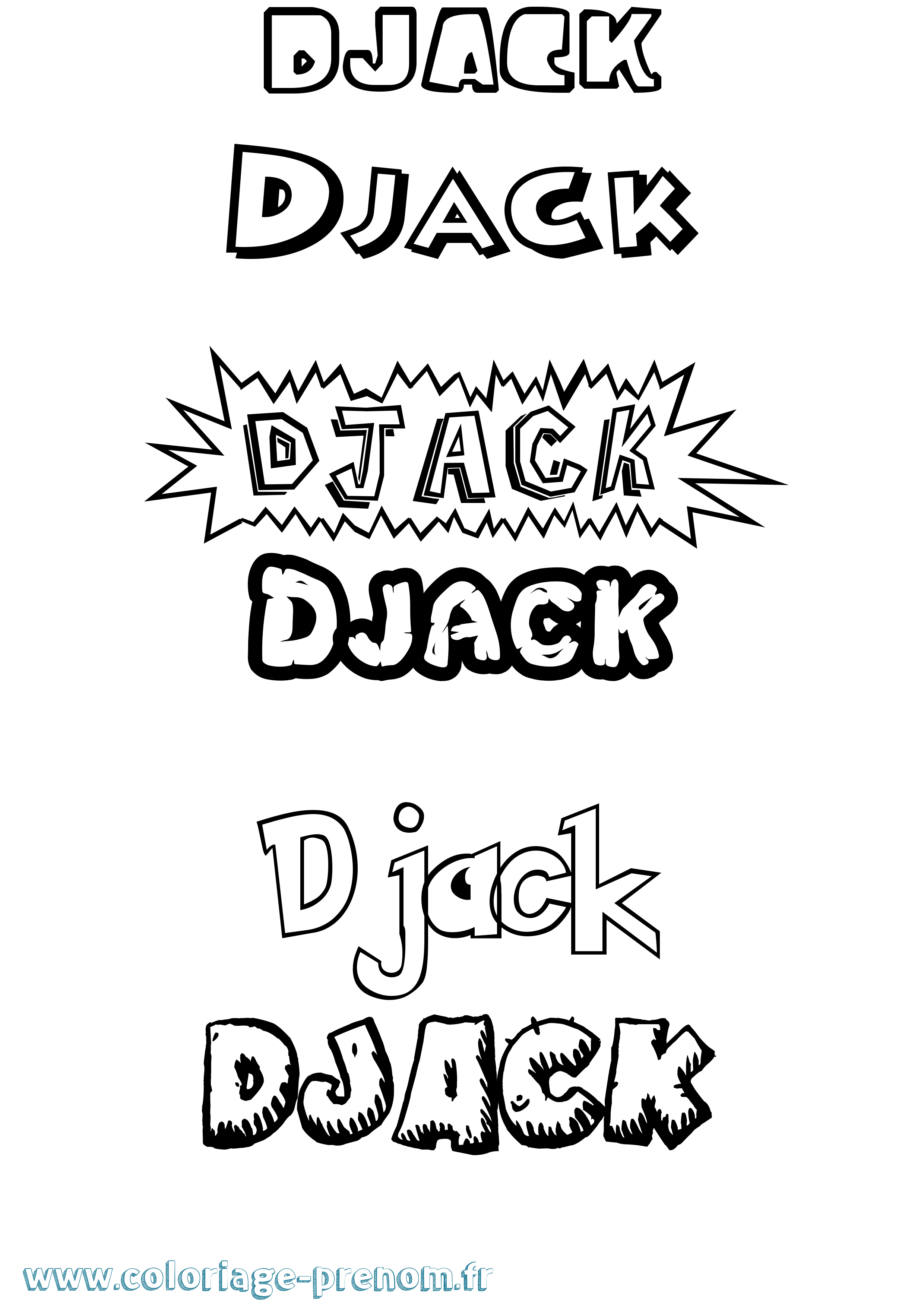 Coloriage prénom Djack Dessin Animé