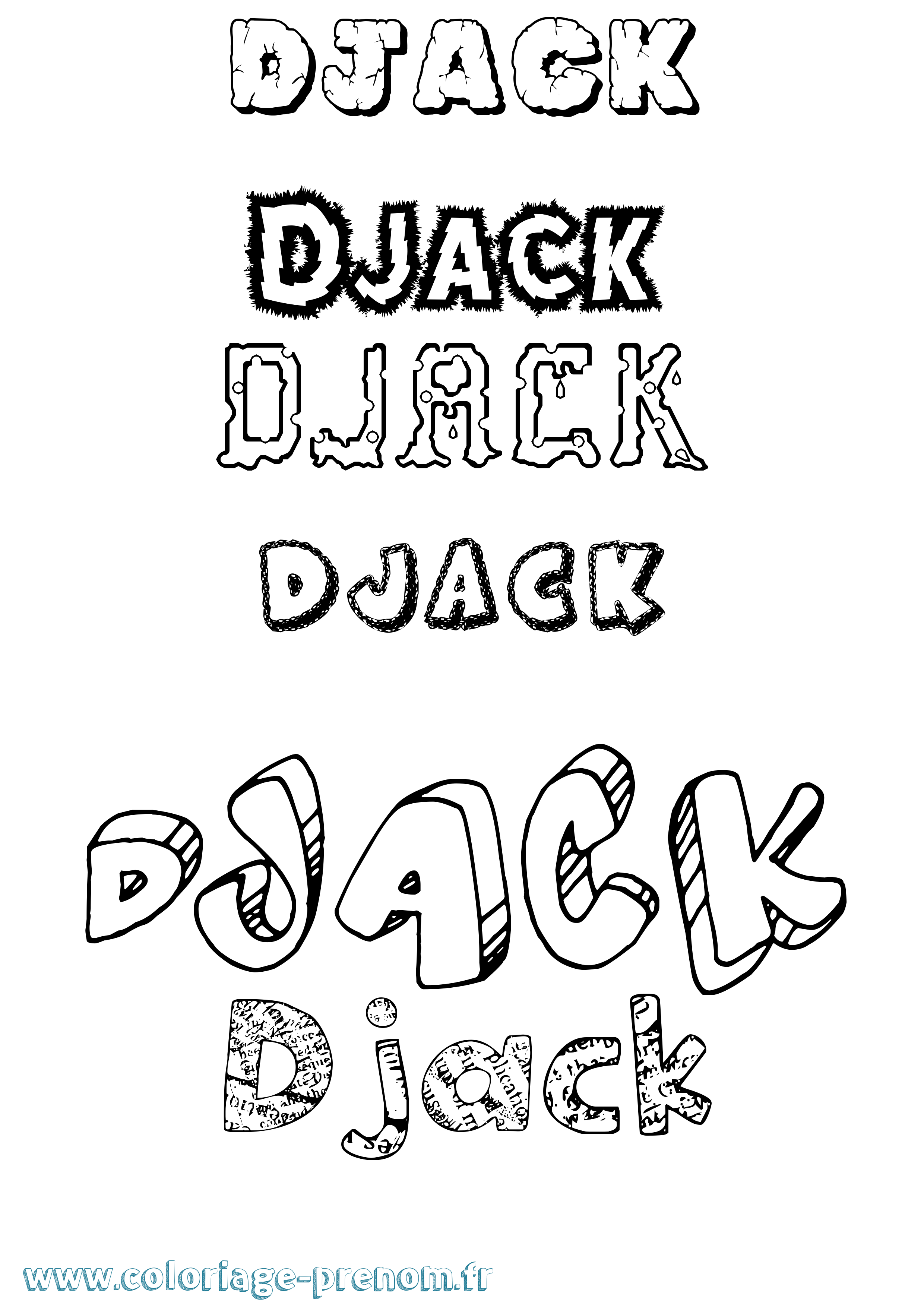 Coloriage prénom Djack Destructuré