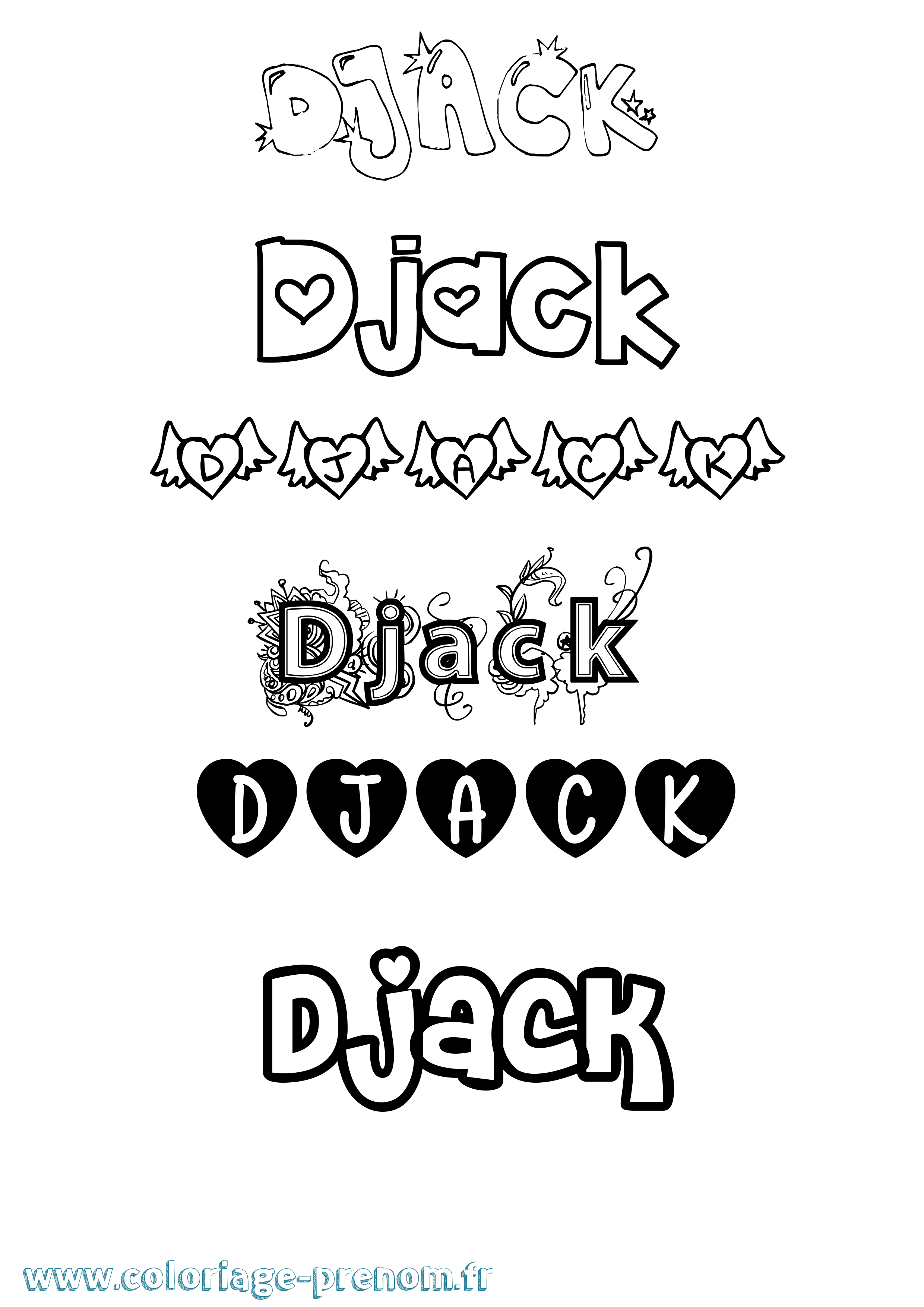 Coloriage prénom Djack Girly