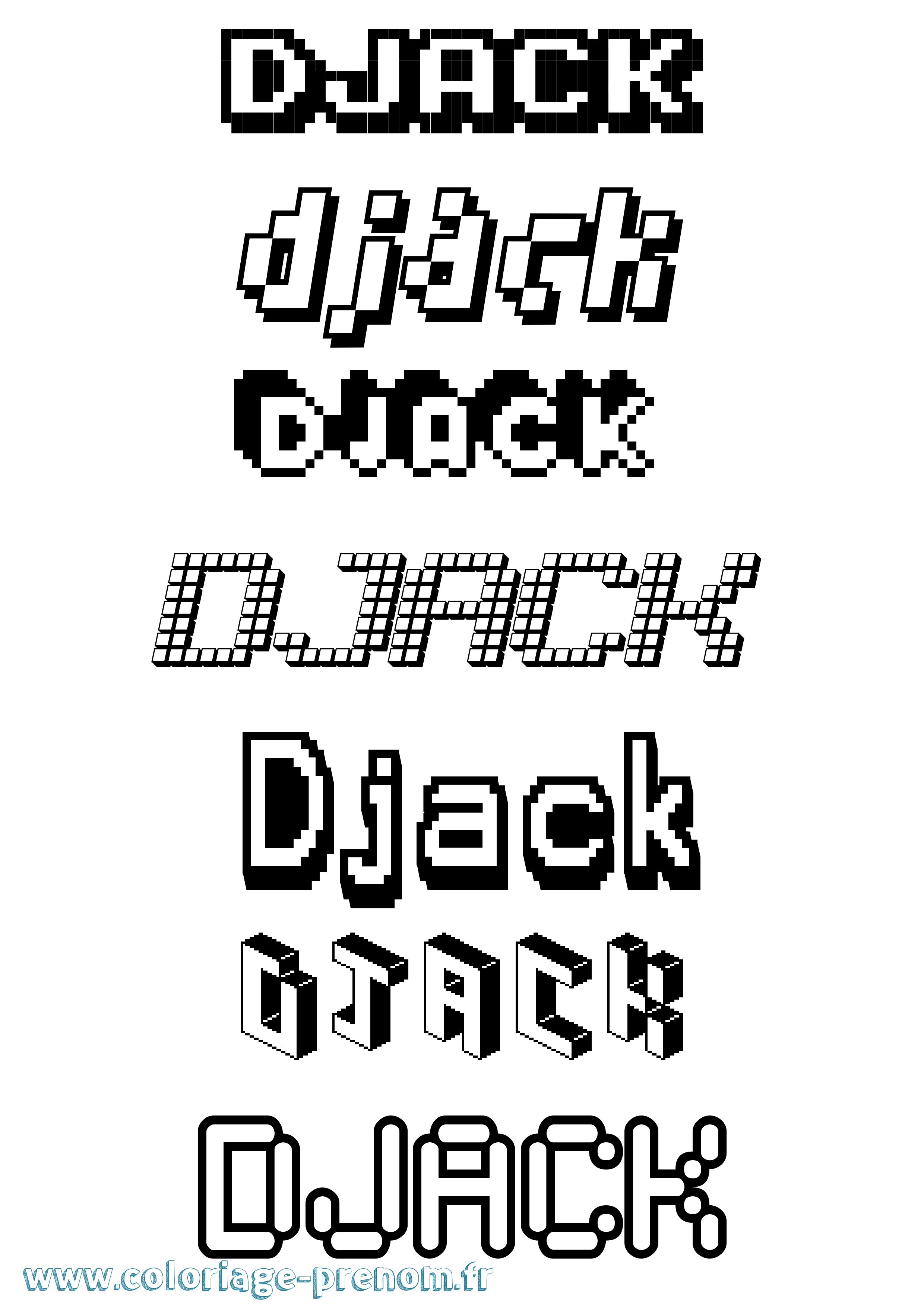 Coloriage prénom Djack Pixel
