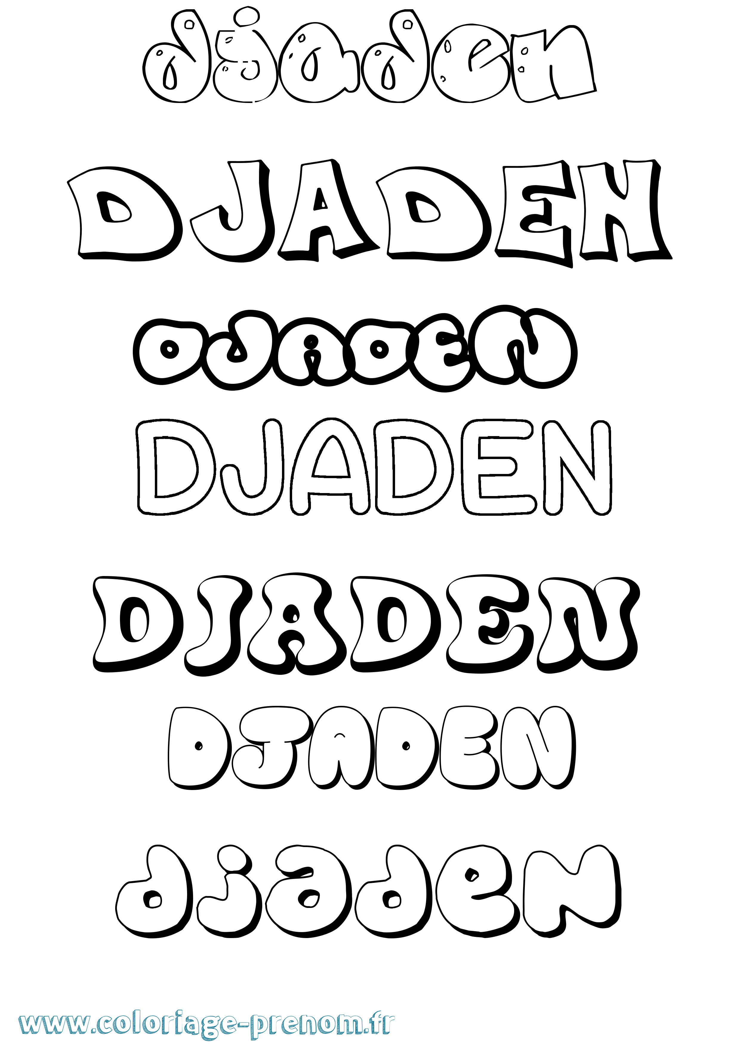 Coloriage prénom Djaden Bubble