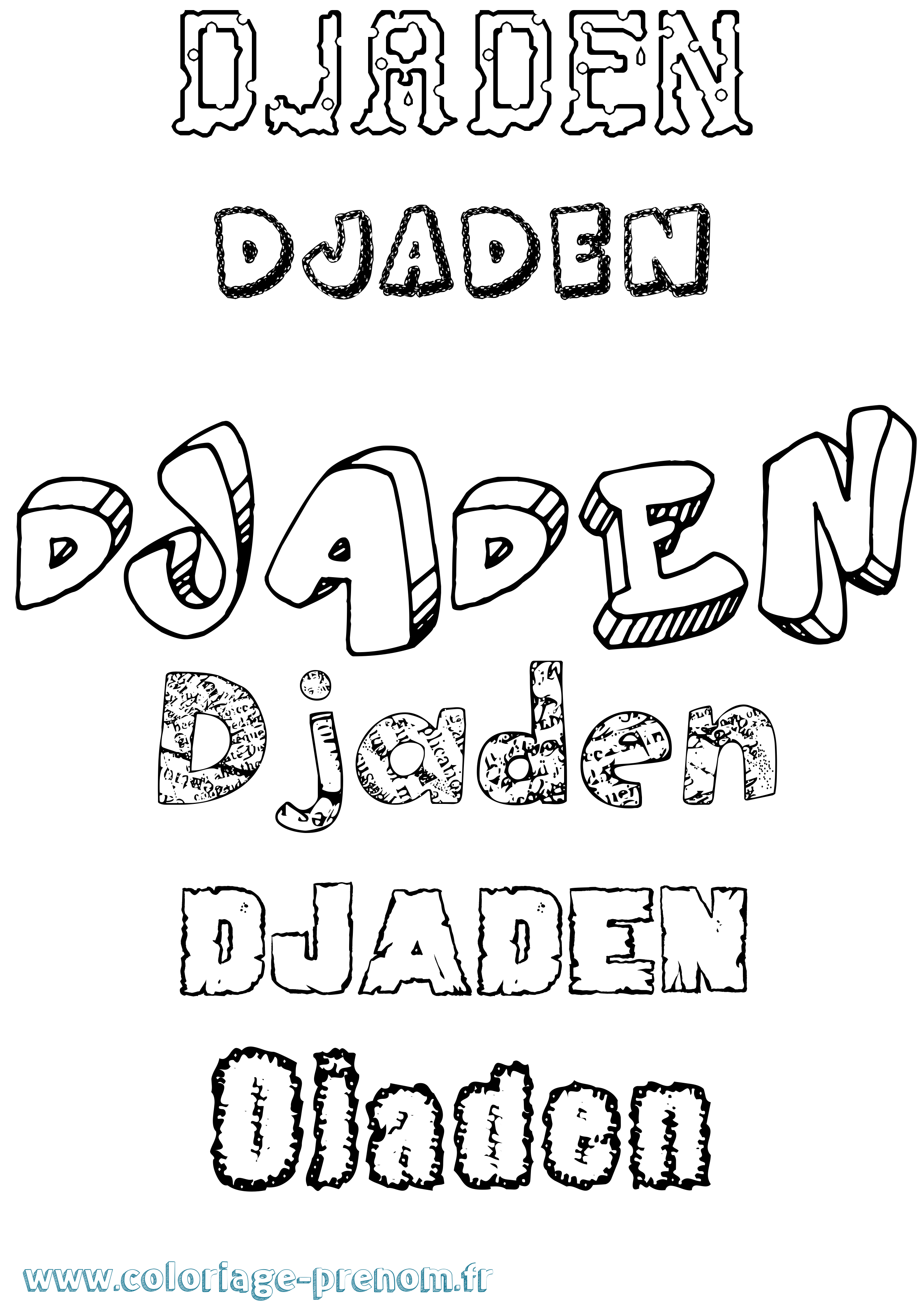 Coloriage prénom Djaden Destructuré