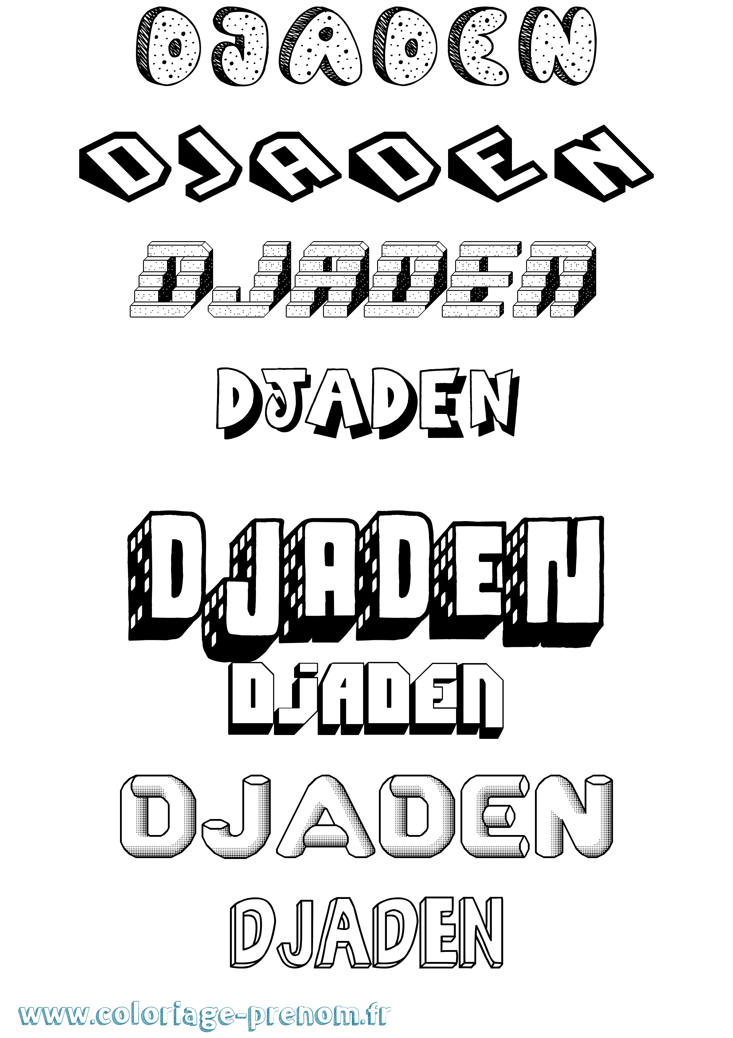 Coloriage prénom Djaden Effet 3D