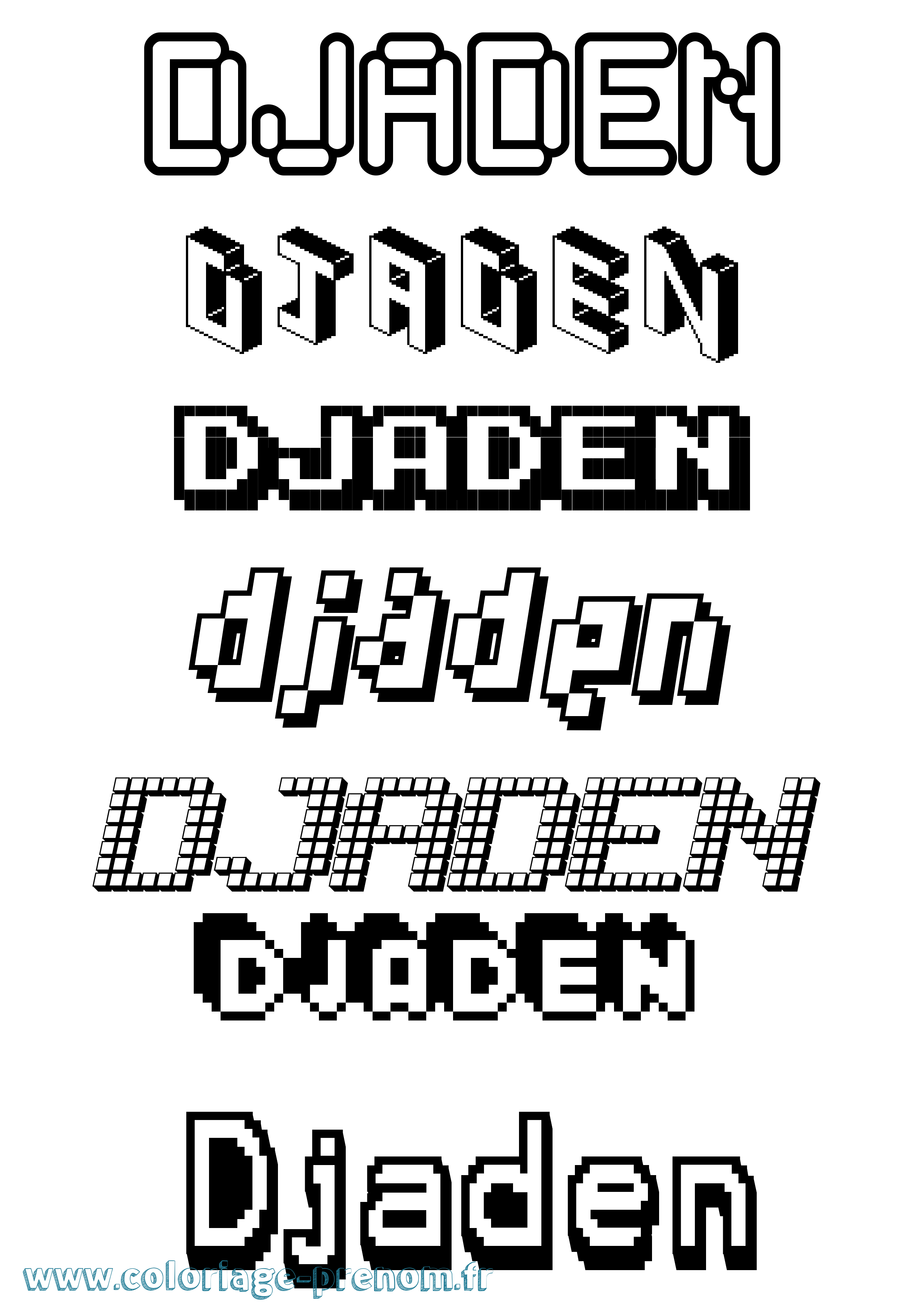 Coloriage prénom Djaden Pixel