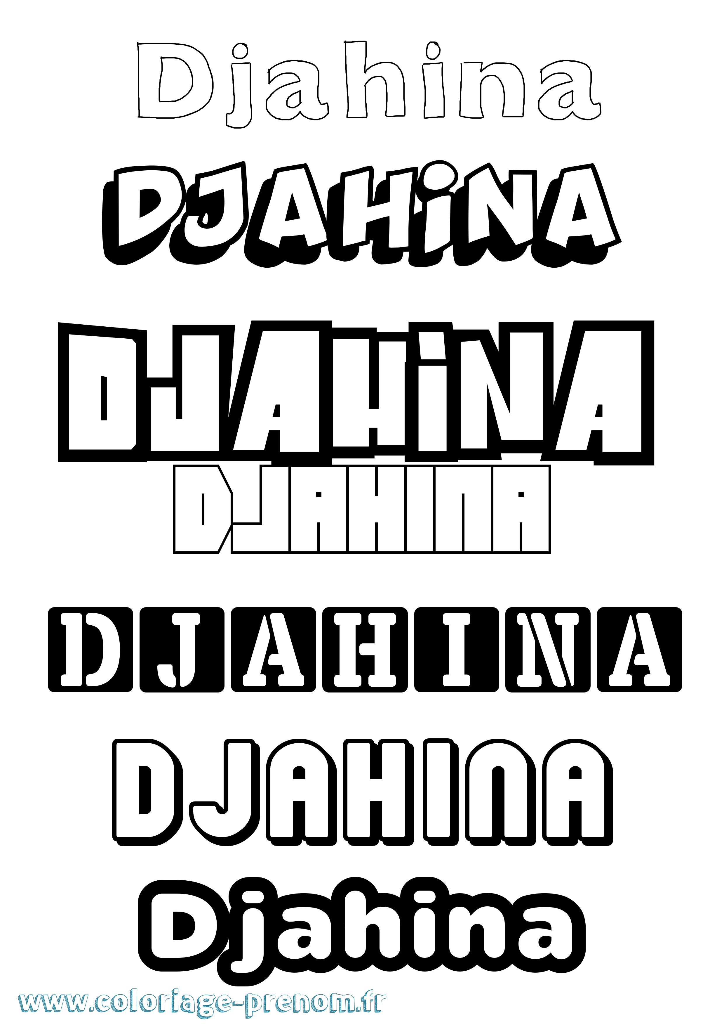Coloriage prénom Djahina Simple