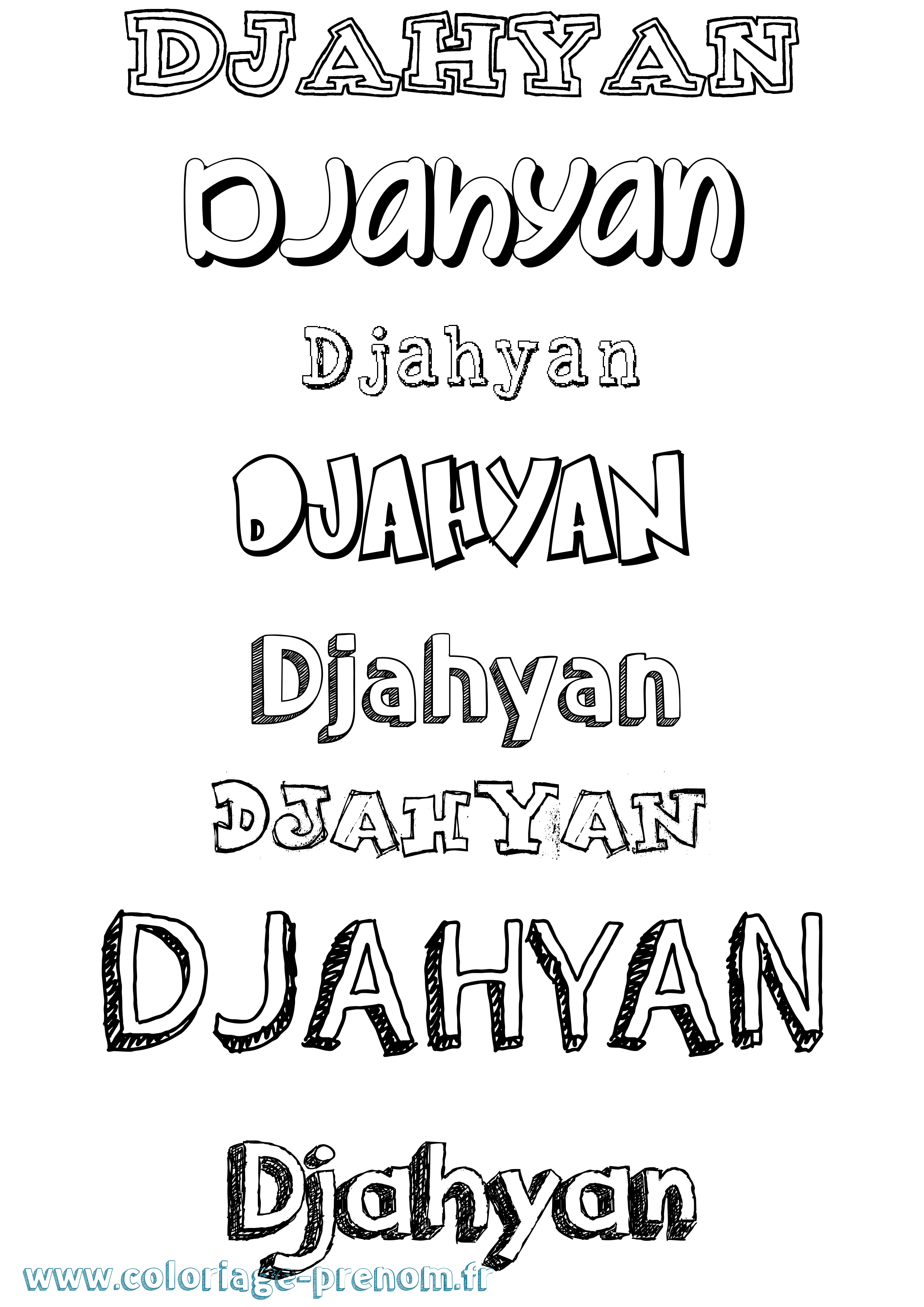 Coloriage prénom Djahyan Dessiné