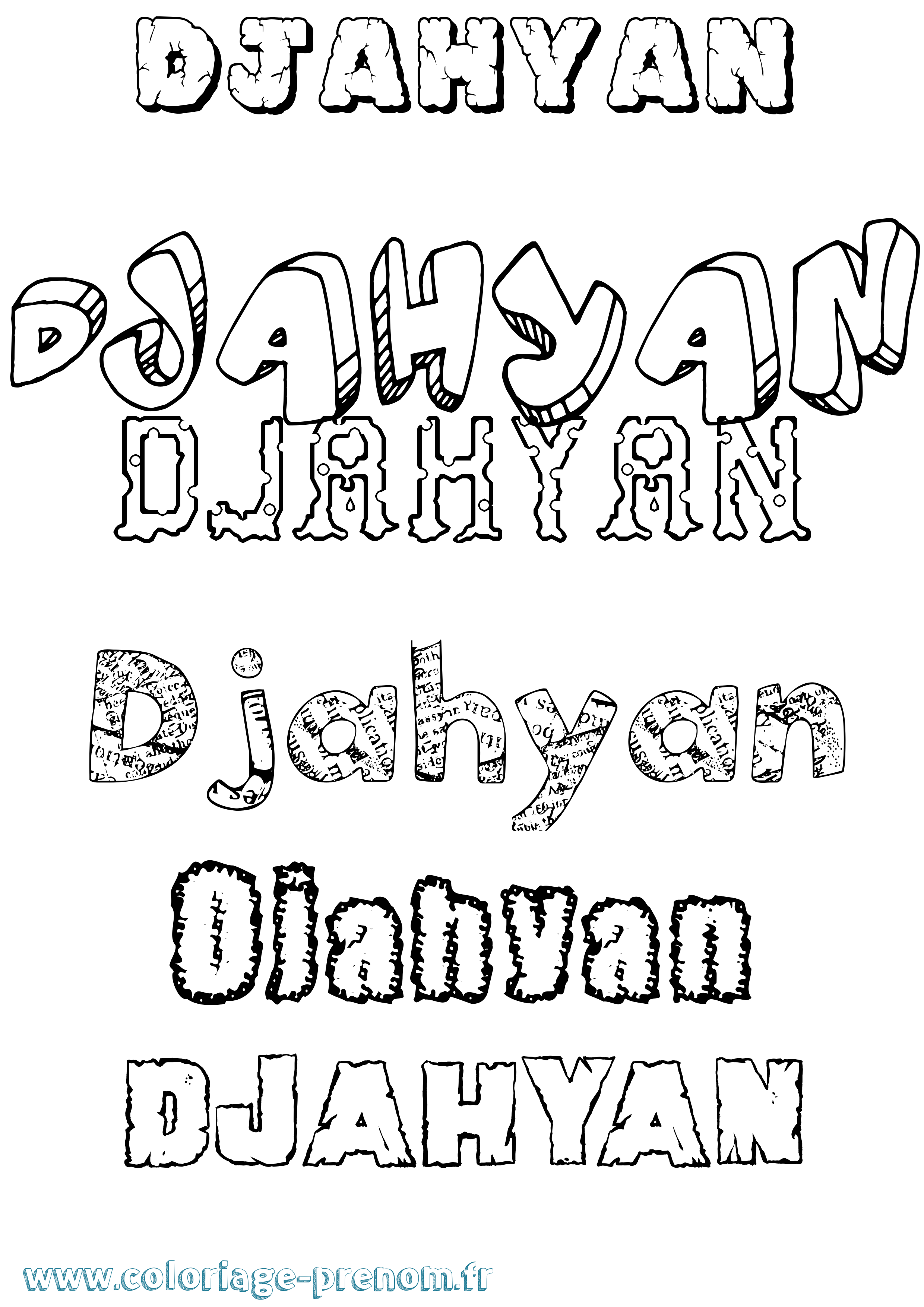 Coloriage prénom Djahyan Destructuré