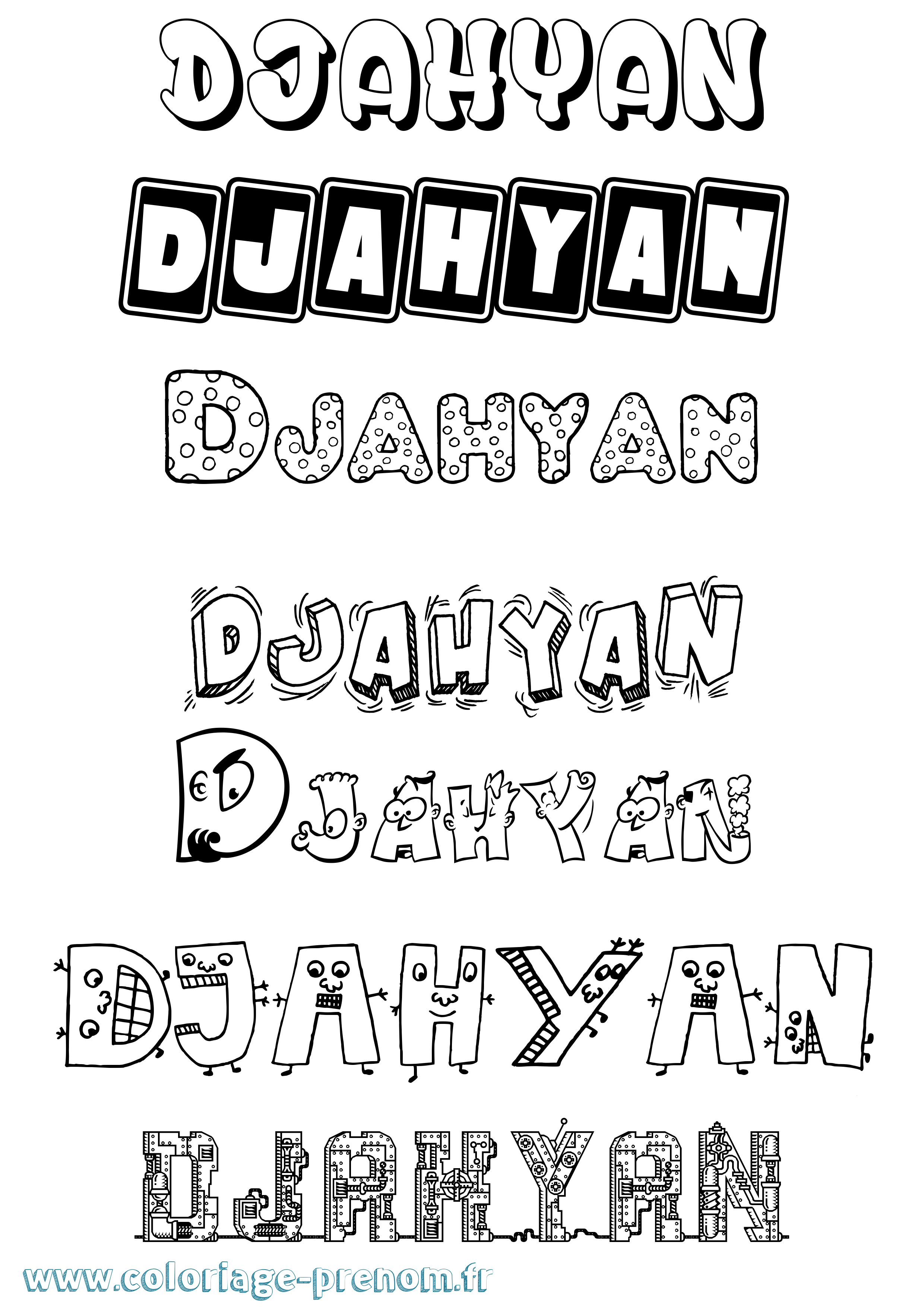 Coloriage prénom Djahyan Fun