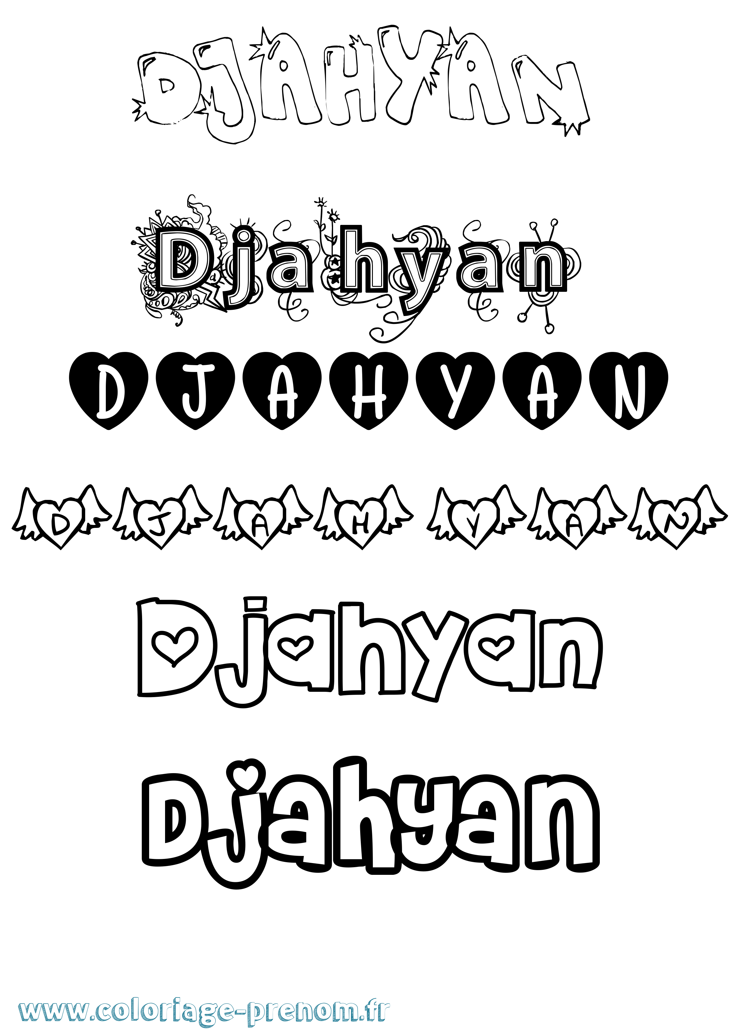 Coloriage prénom Djahyan Girly