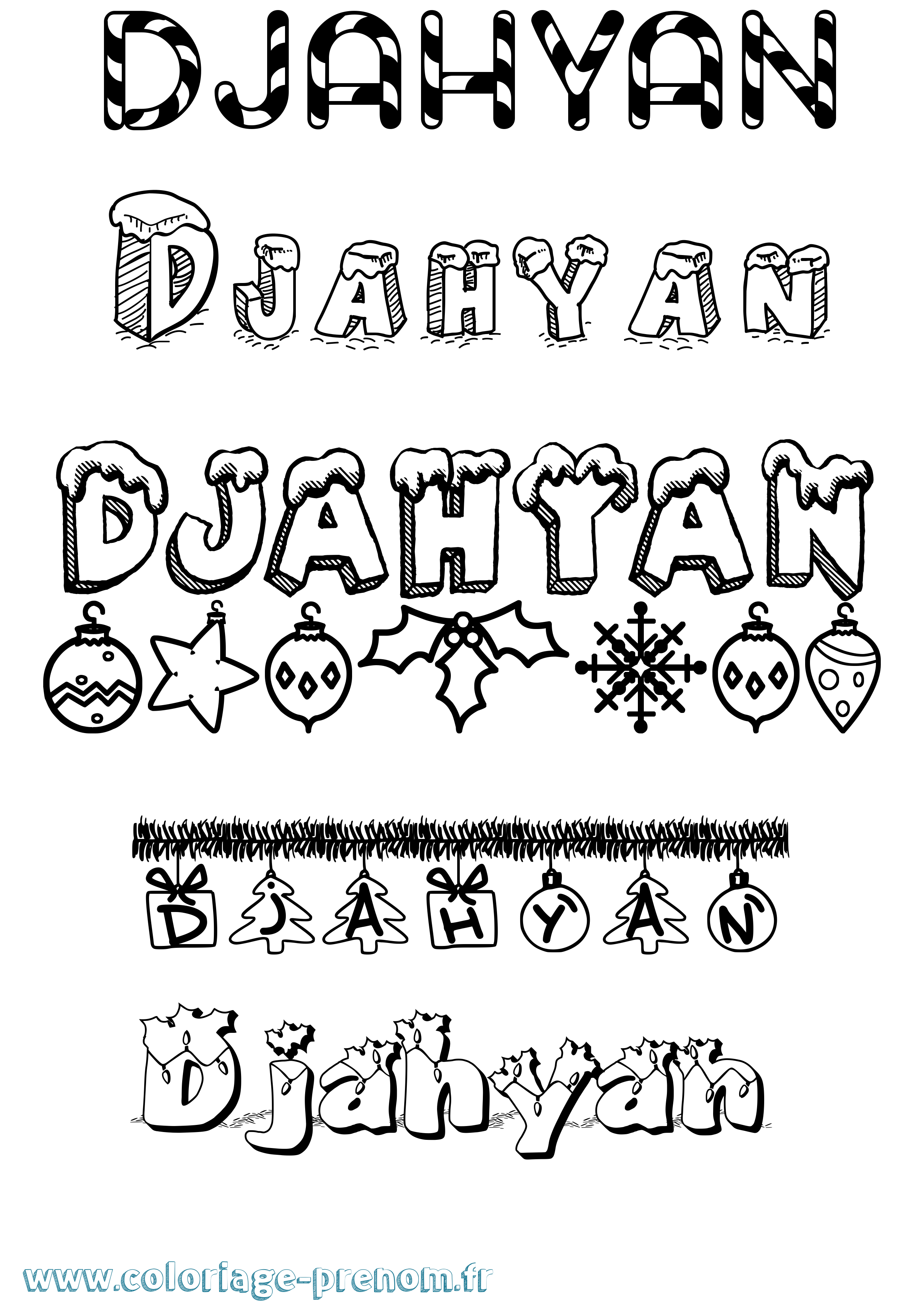 Coloriage prénom Djahyan Noël