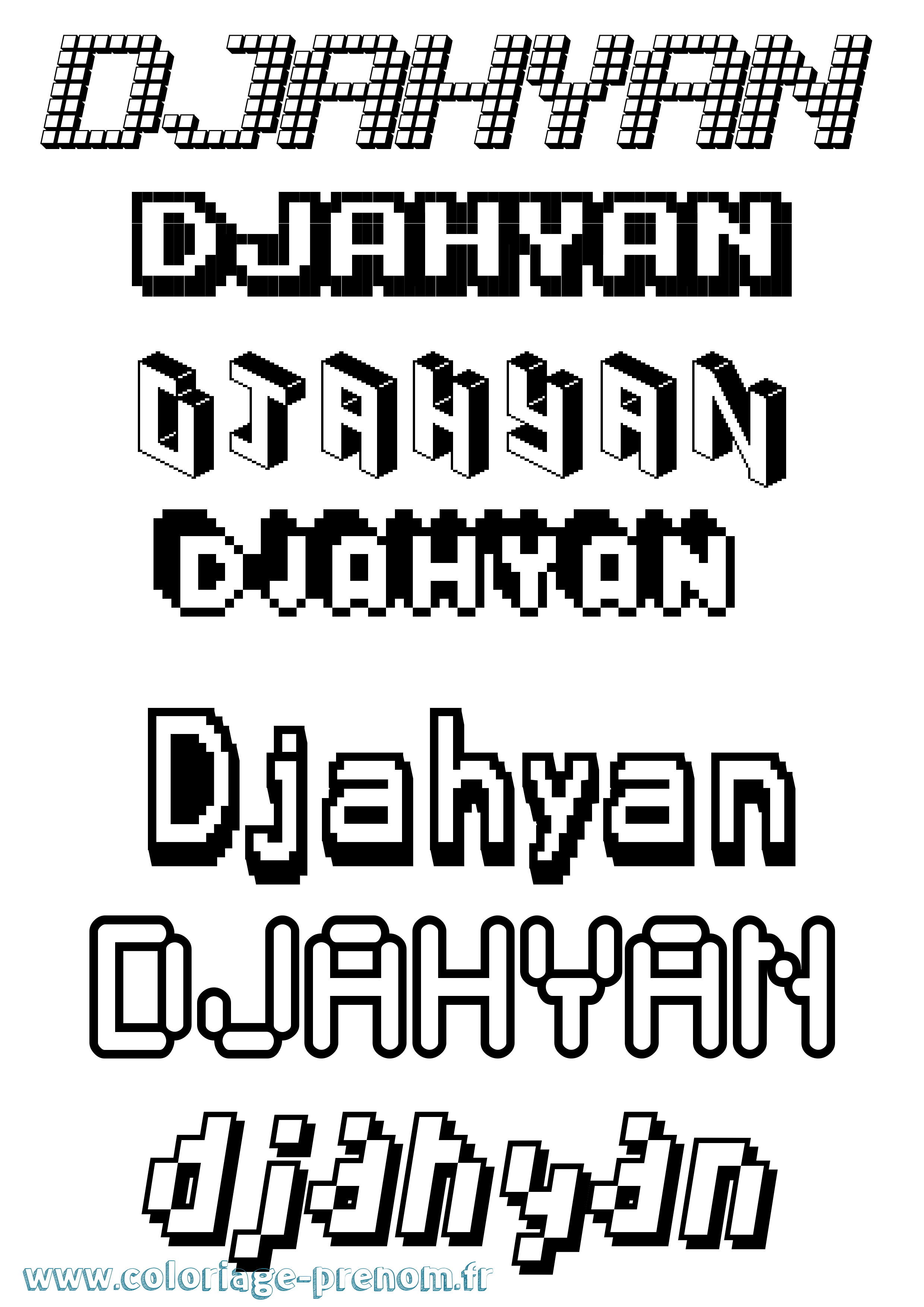 Coloriage prénom Djahyan Pixel