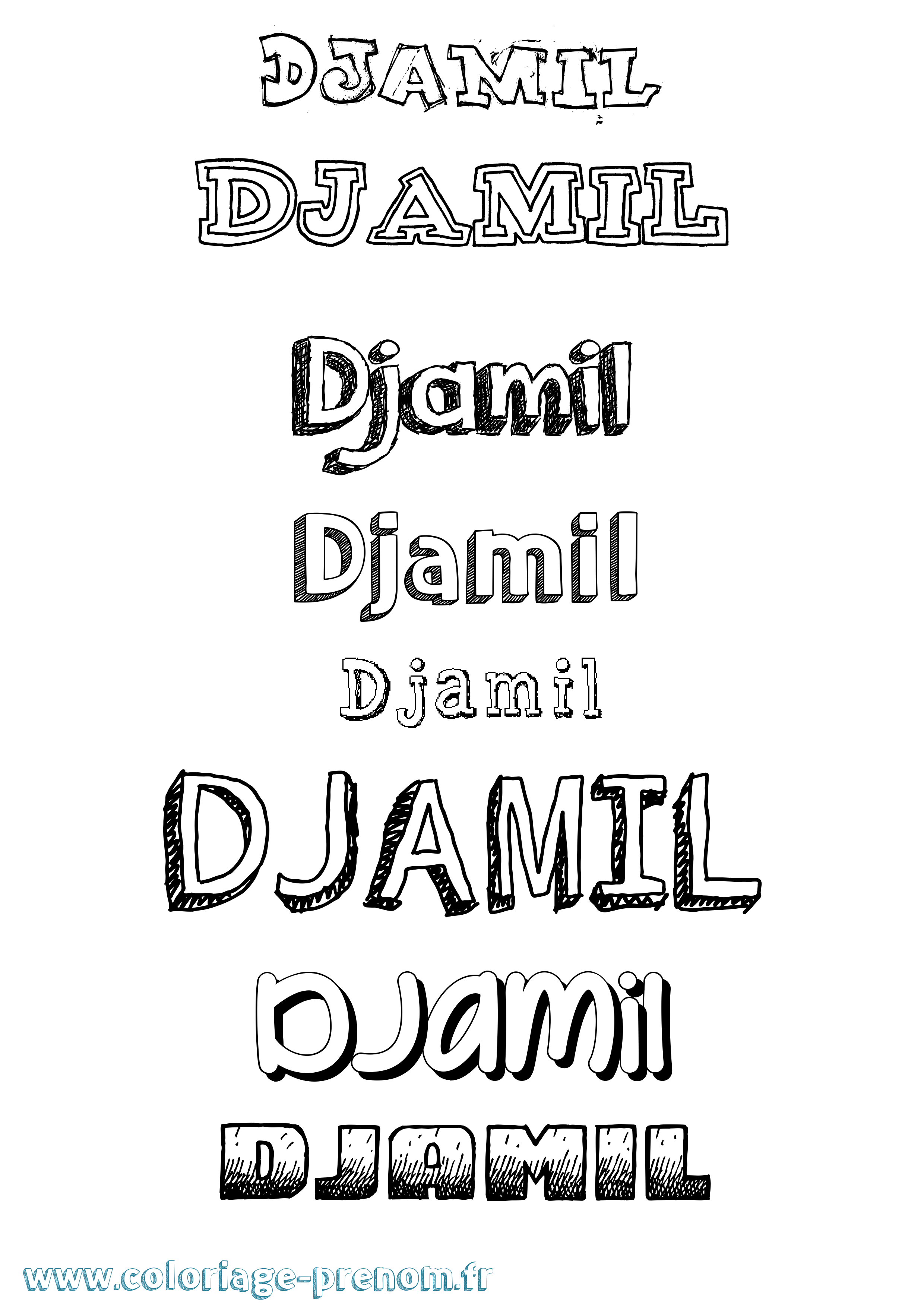 Coloriage prénom Djamil Dessiné
