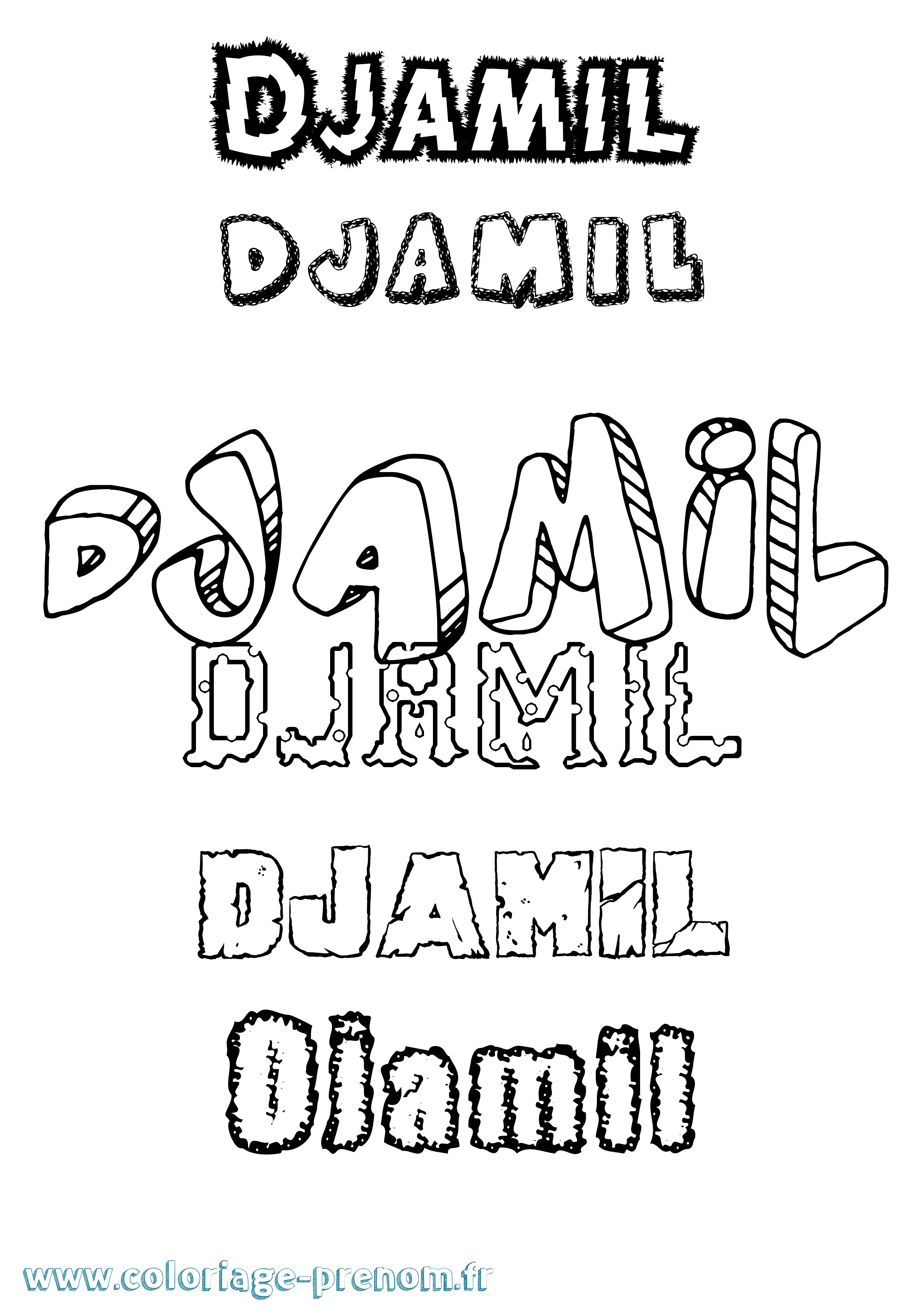 Coloriage prénom Djamil Destructuré