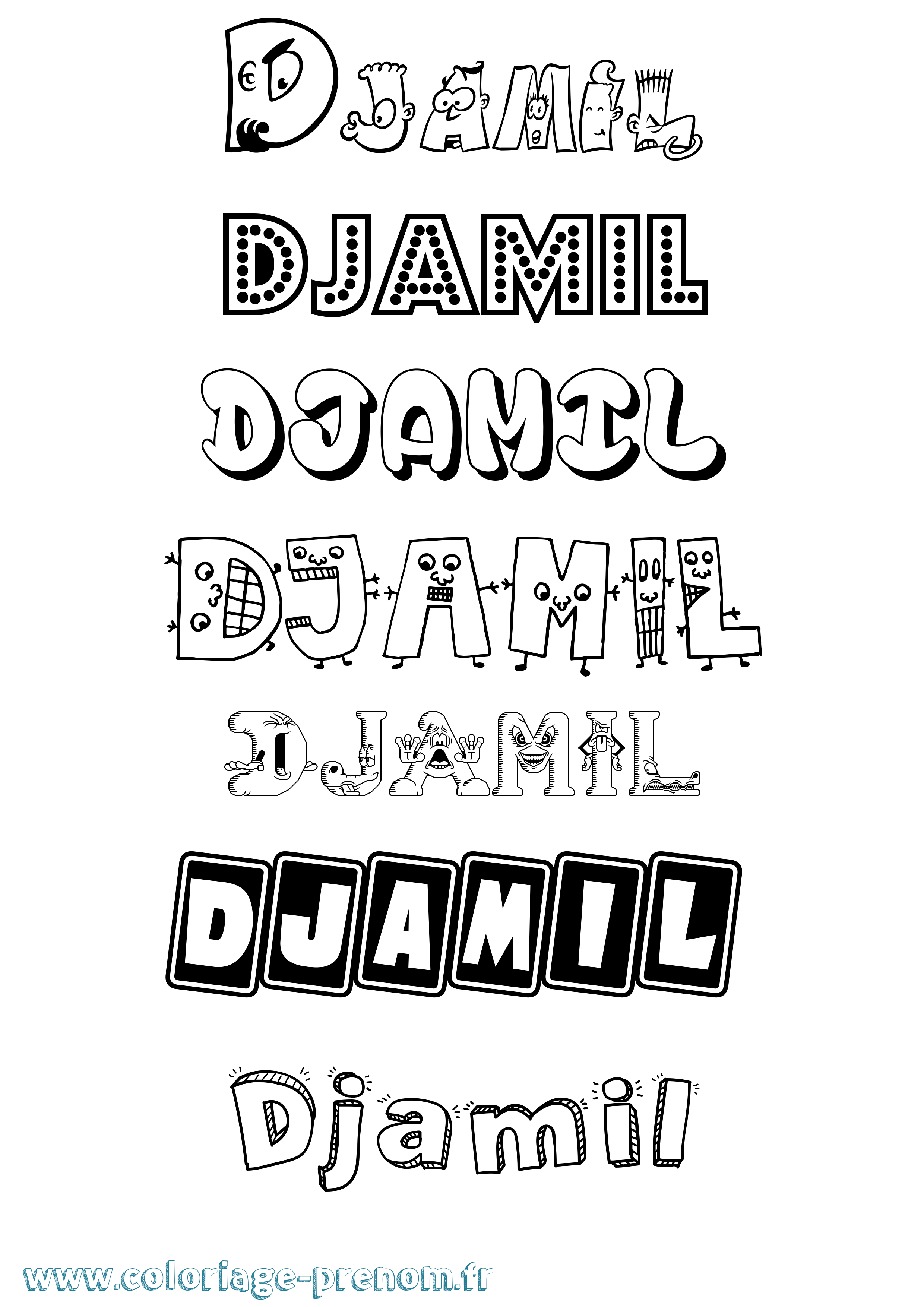Coloriage prénom Djamil Fun