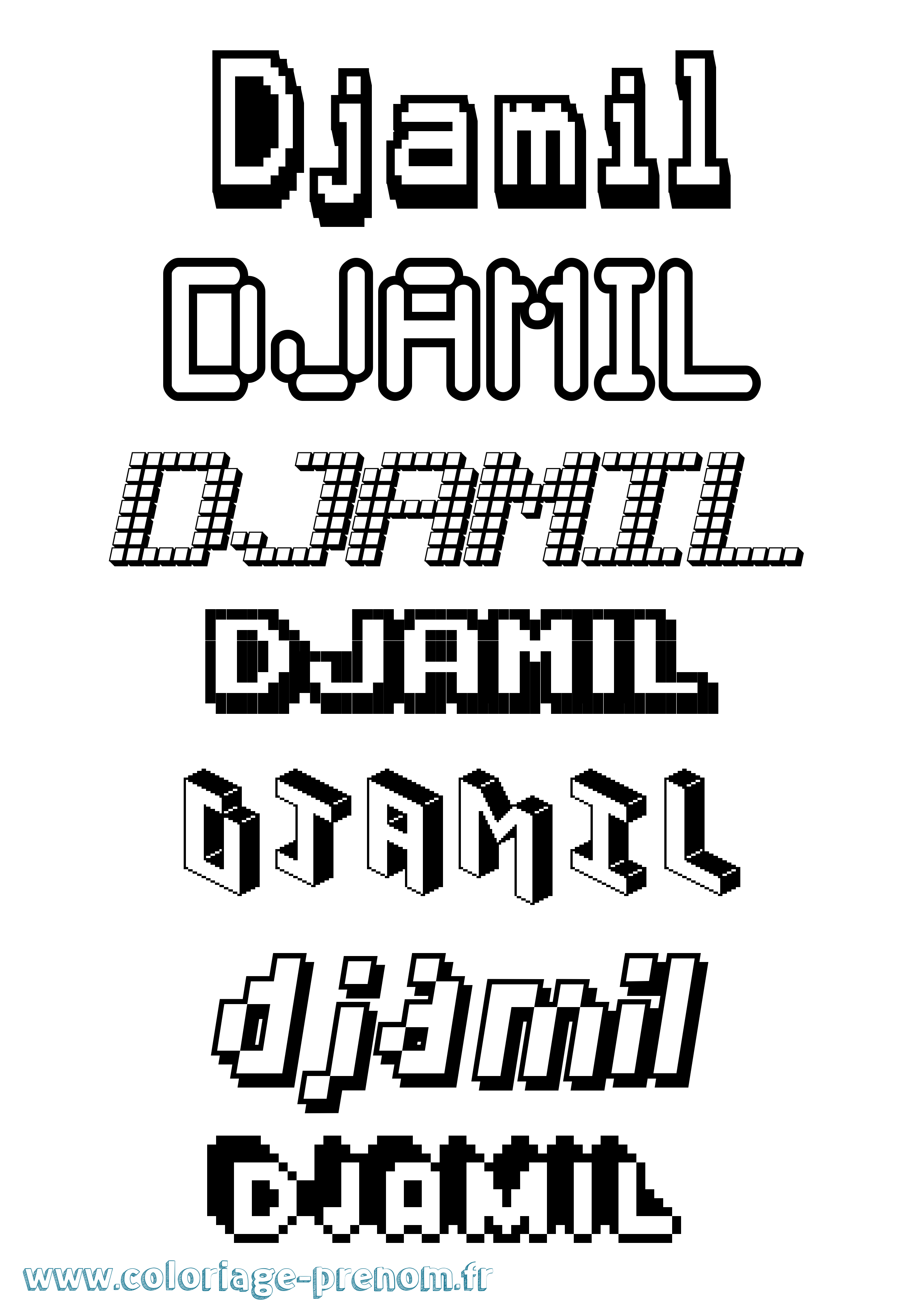 Coloriage prénom Djamil Pixel