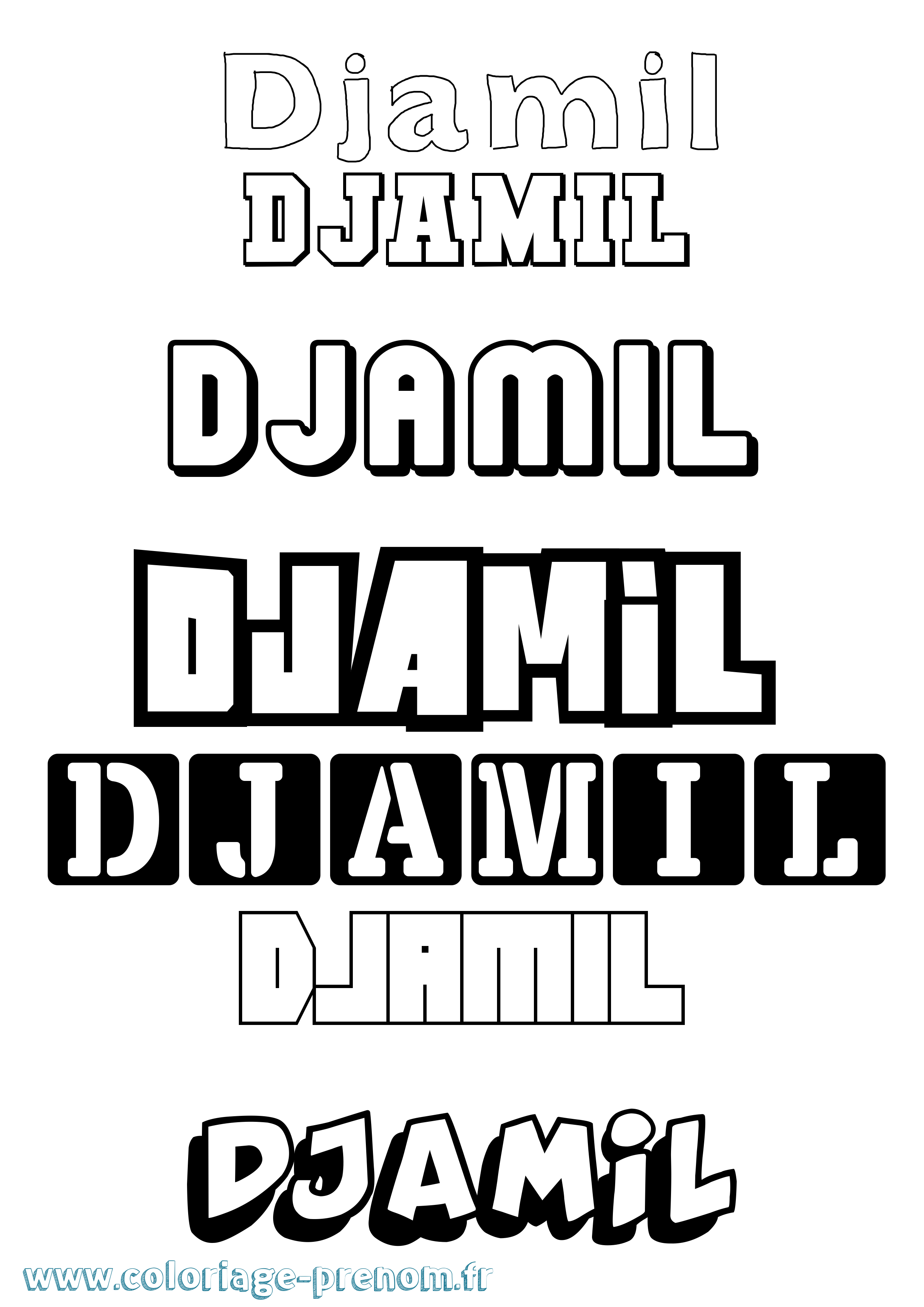 Coloriage prénom Djamil Simple