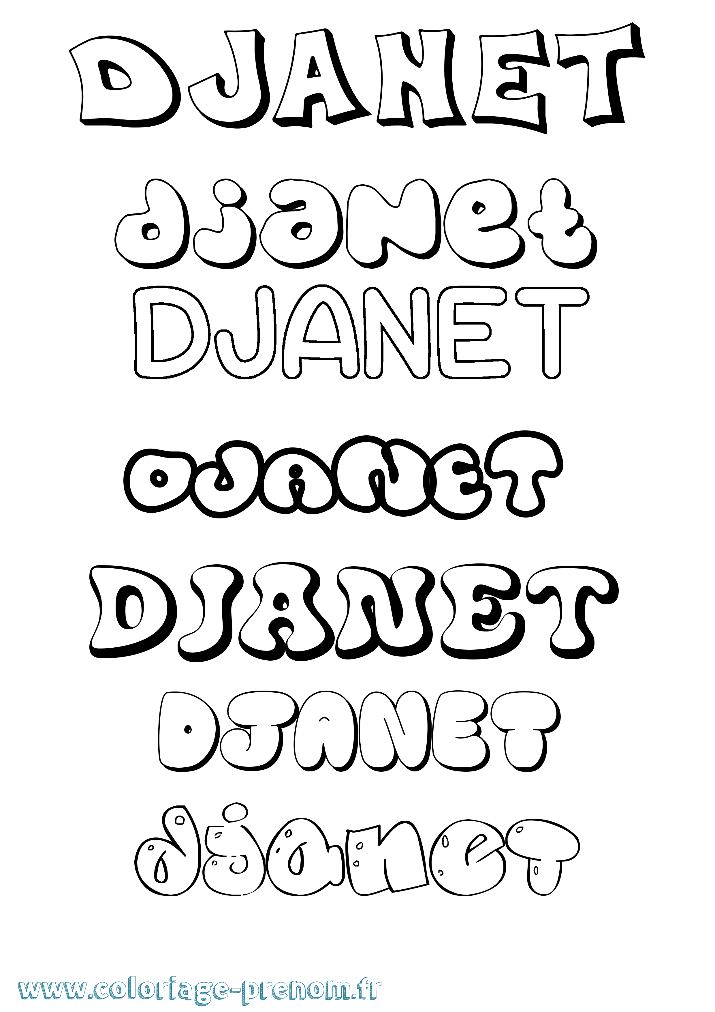 Coloriage prénom Djanet Bubble