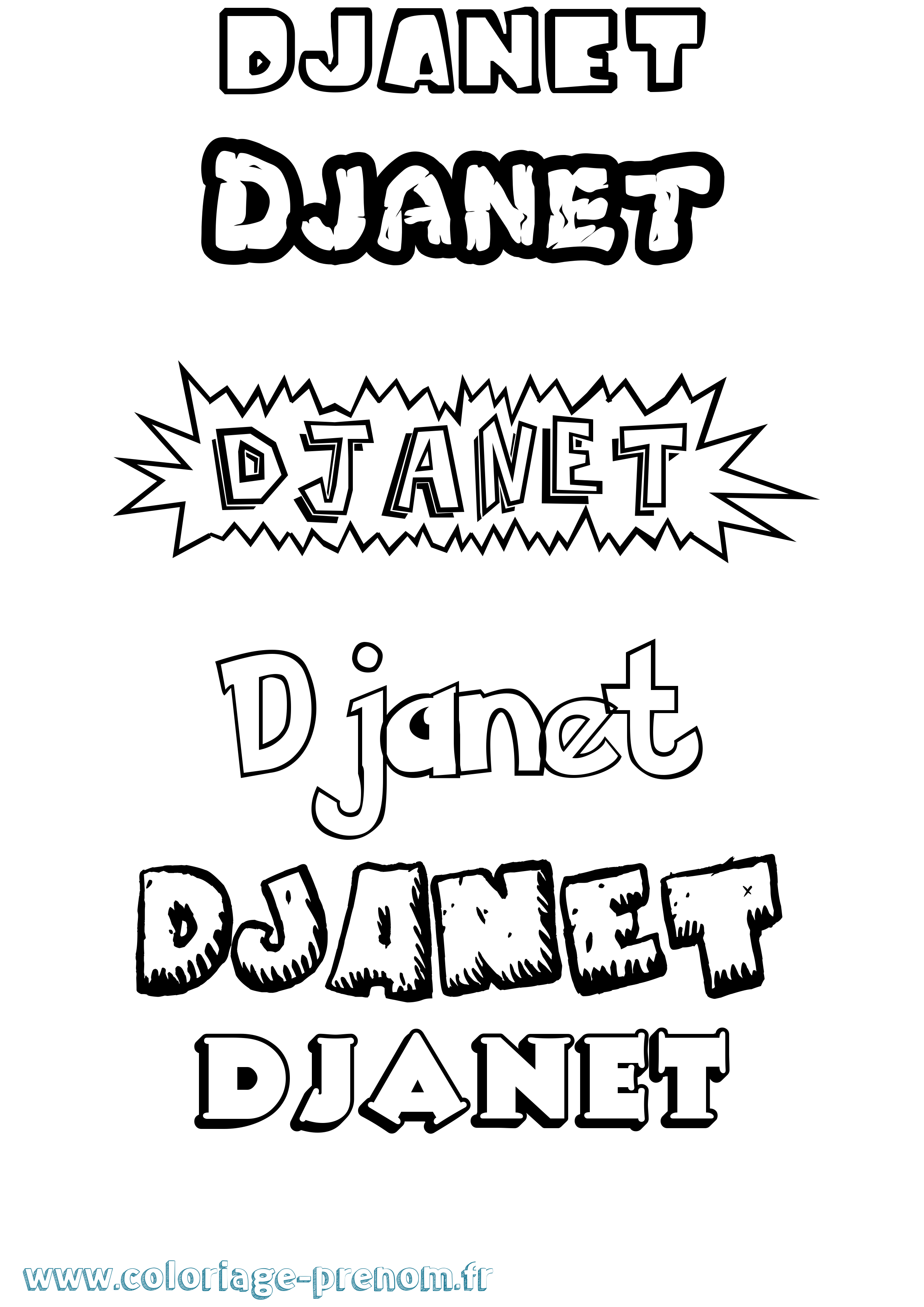 Coloriage prénom Djanet Dessin Animé