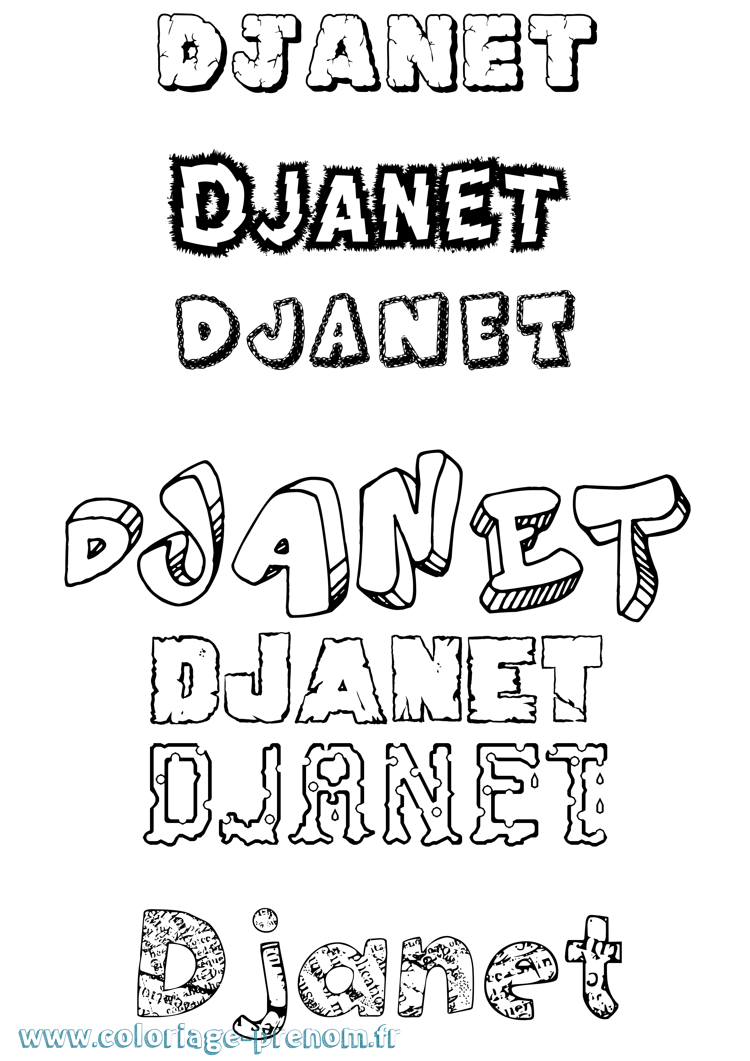 Coloriage prénom Djanet Destructuré