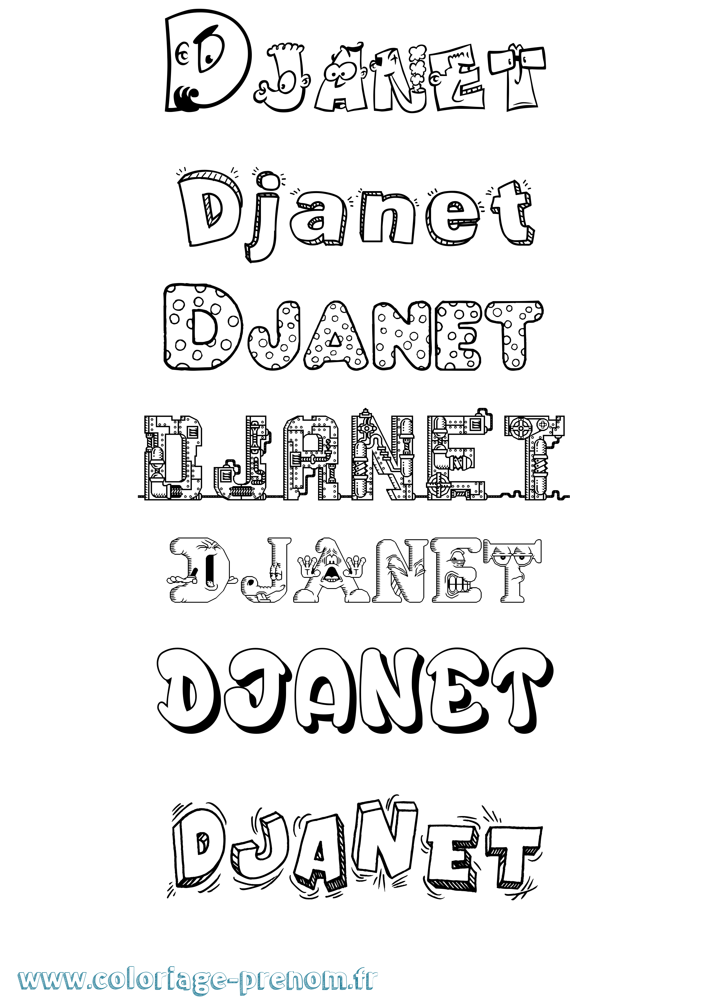 Coloriage prénom Djanet Fun