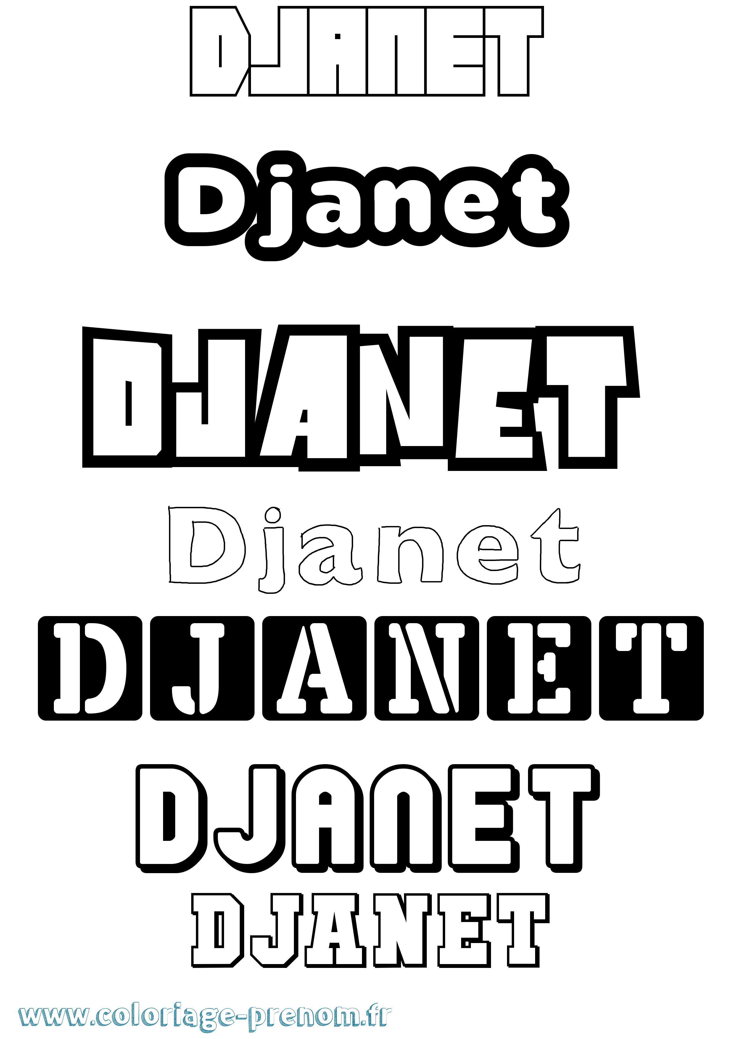 Coloriage prénom Djanet Simple