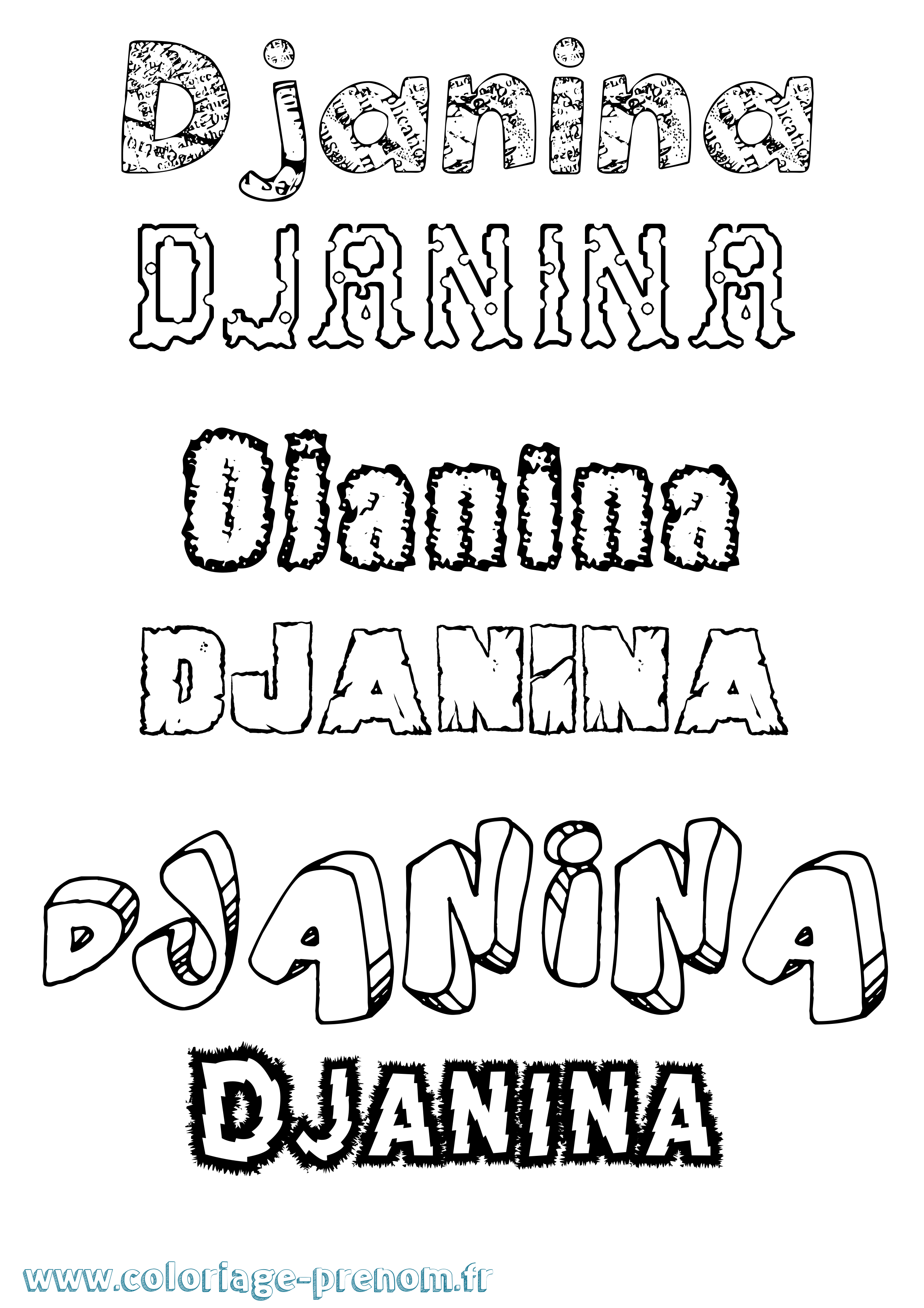 Coloriage prénom Djanina Destructuré