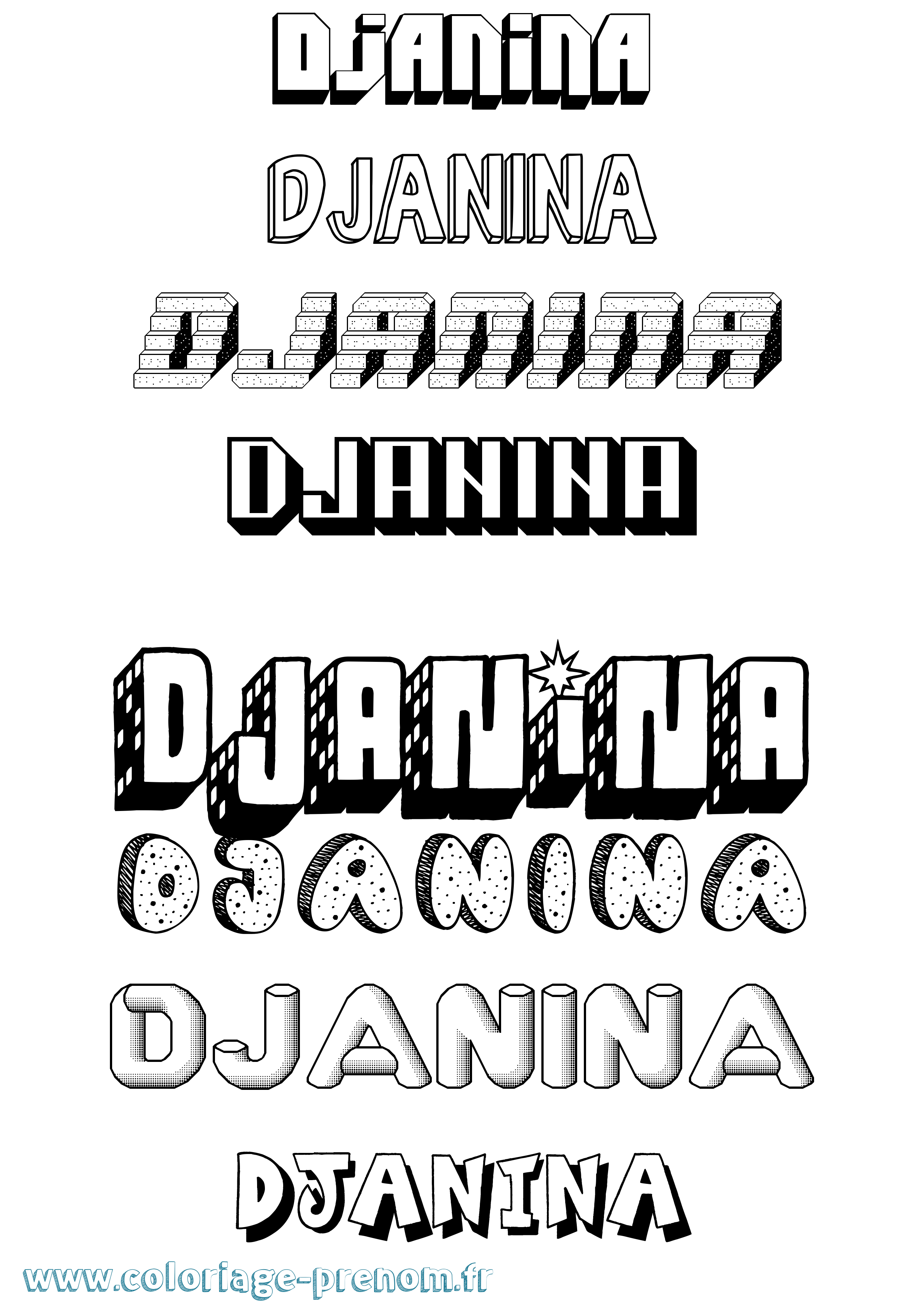 Coloriage prénom Djanina Effet 3D