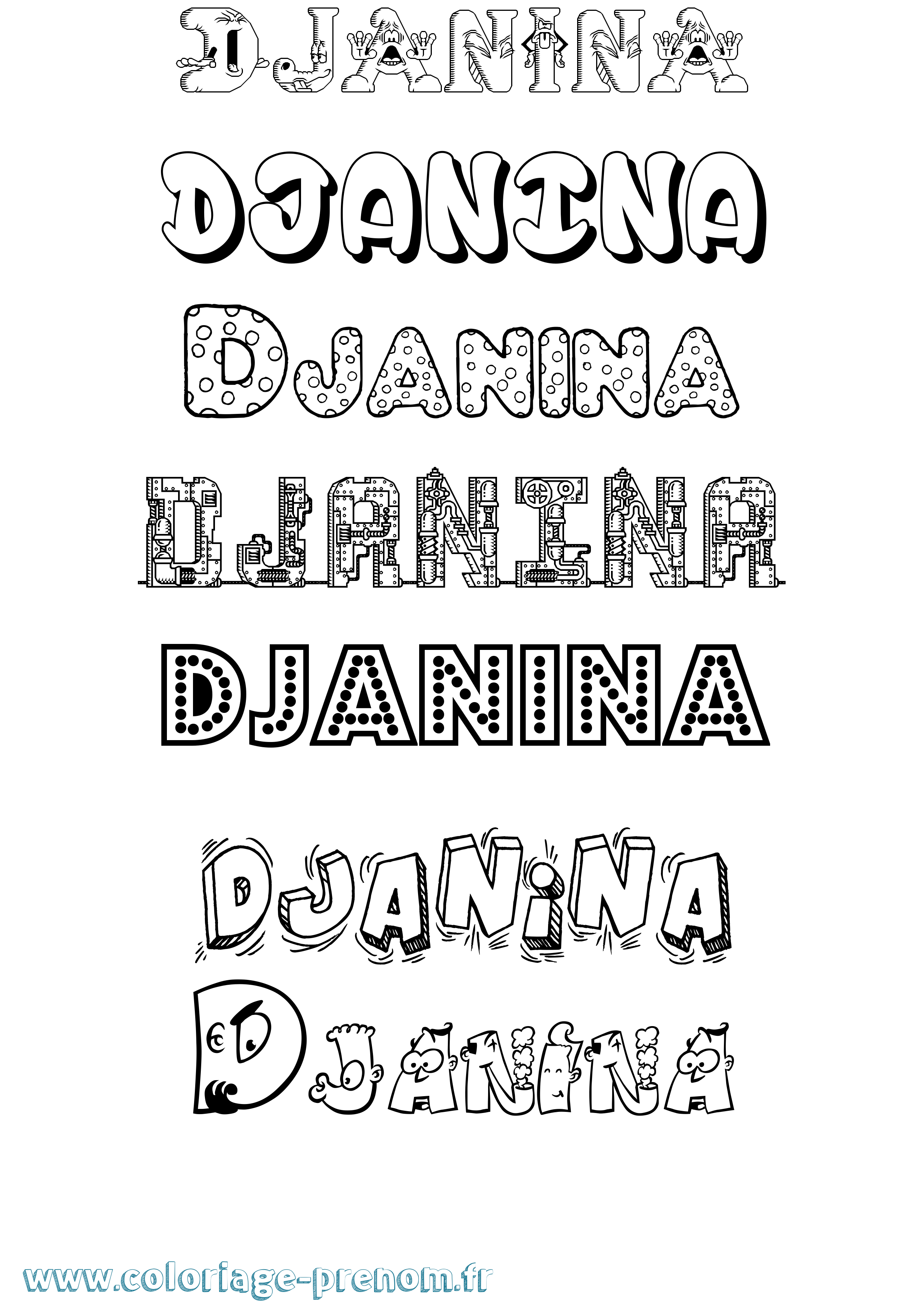 Coloriage prénom Djanina Fun