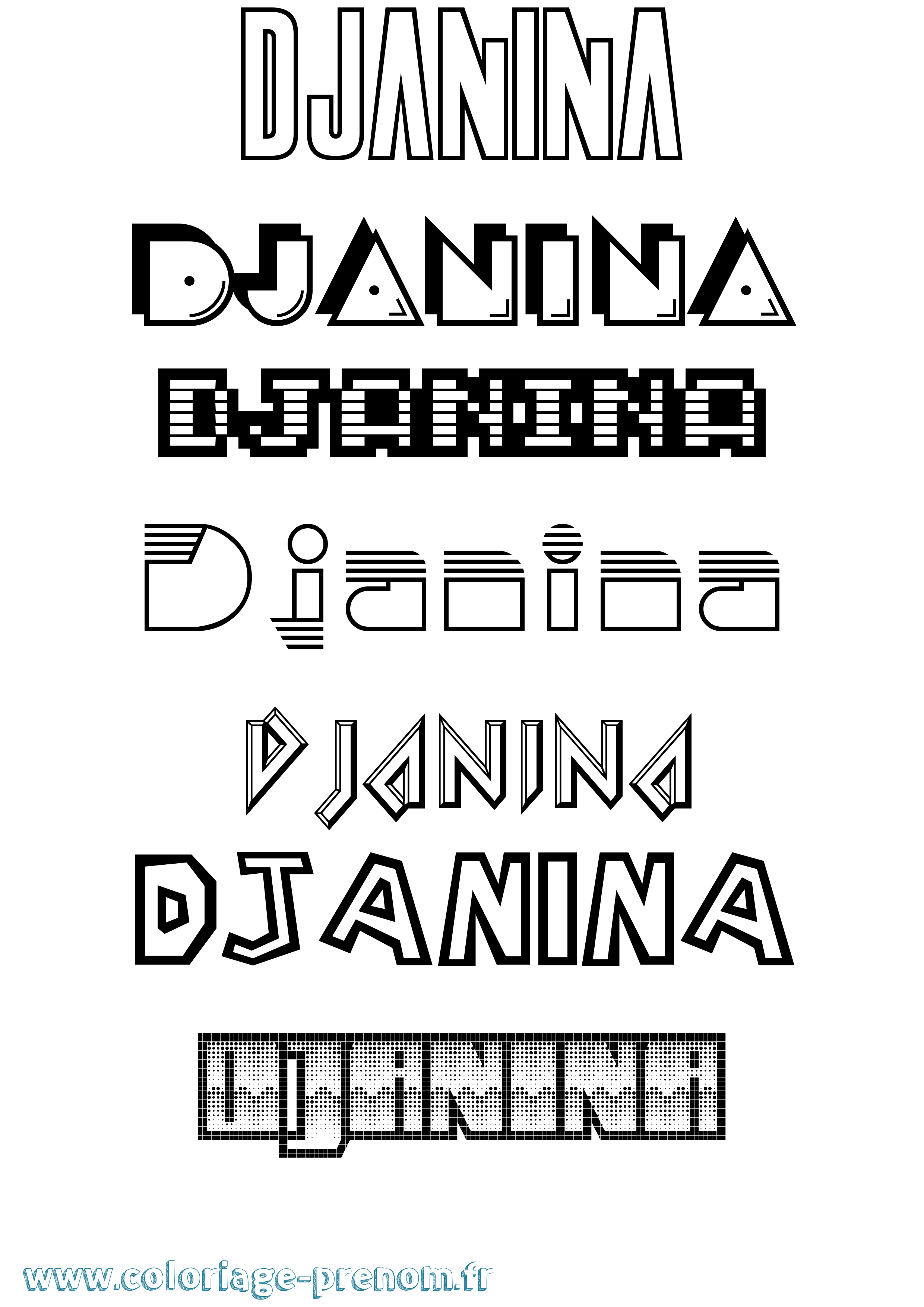 Coloriage prénom Djanina Jeux Vidéos