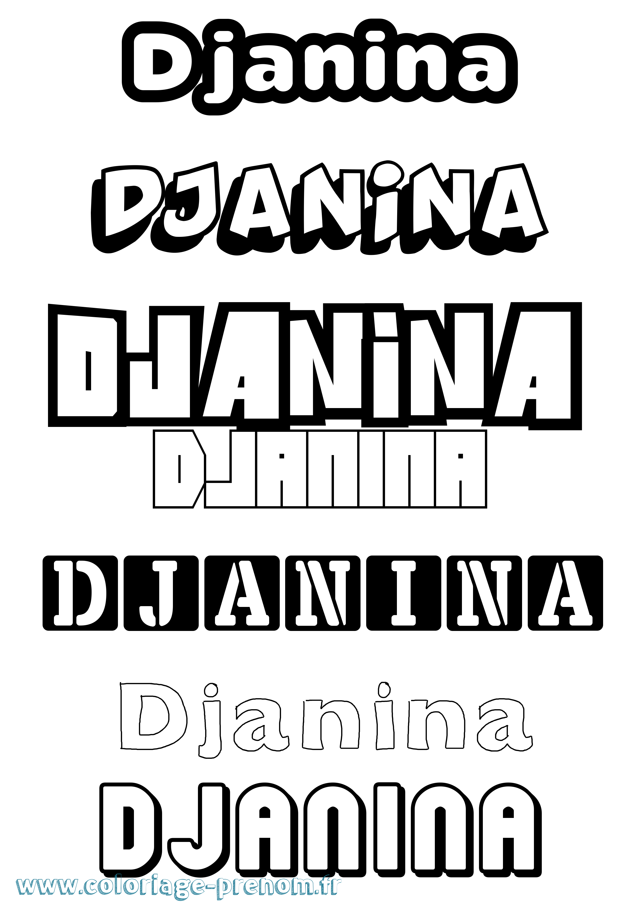 Coloriage prénom Djanina Simple
