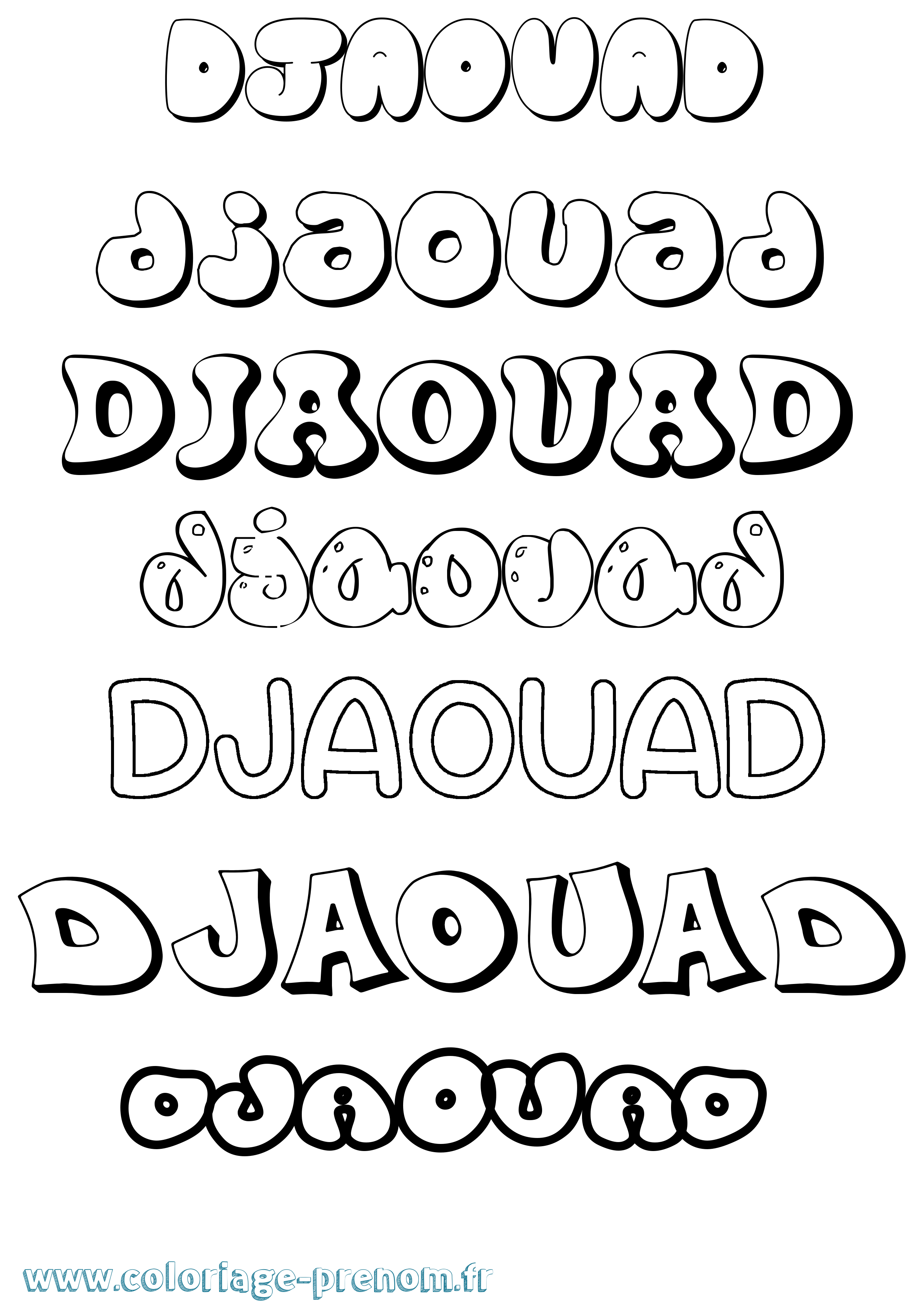 Coloriage prénom Djaouad Bubble