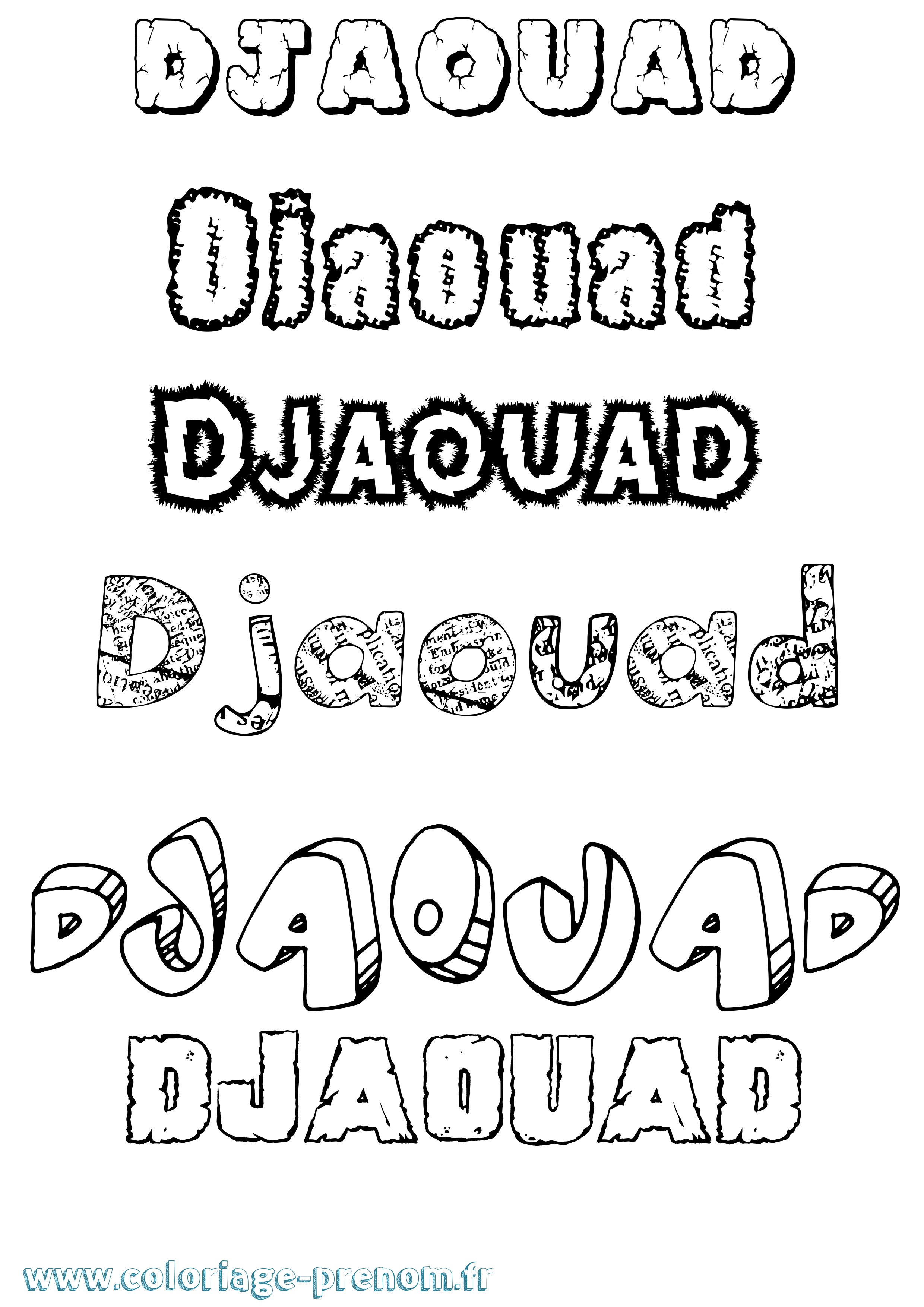 Coloriage prénom Djaouad Destructuré
