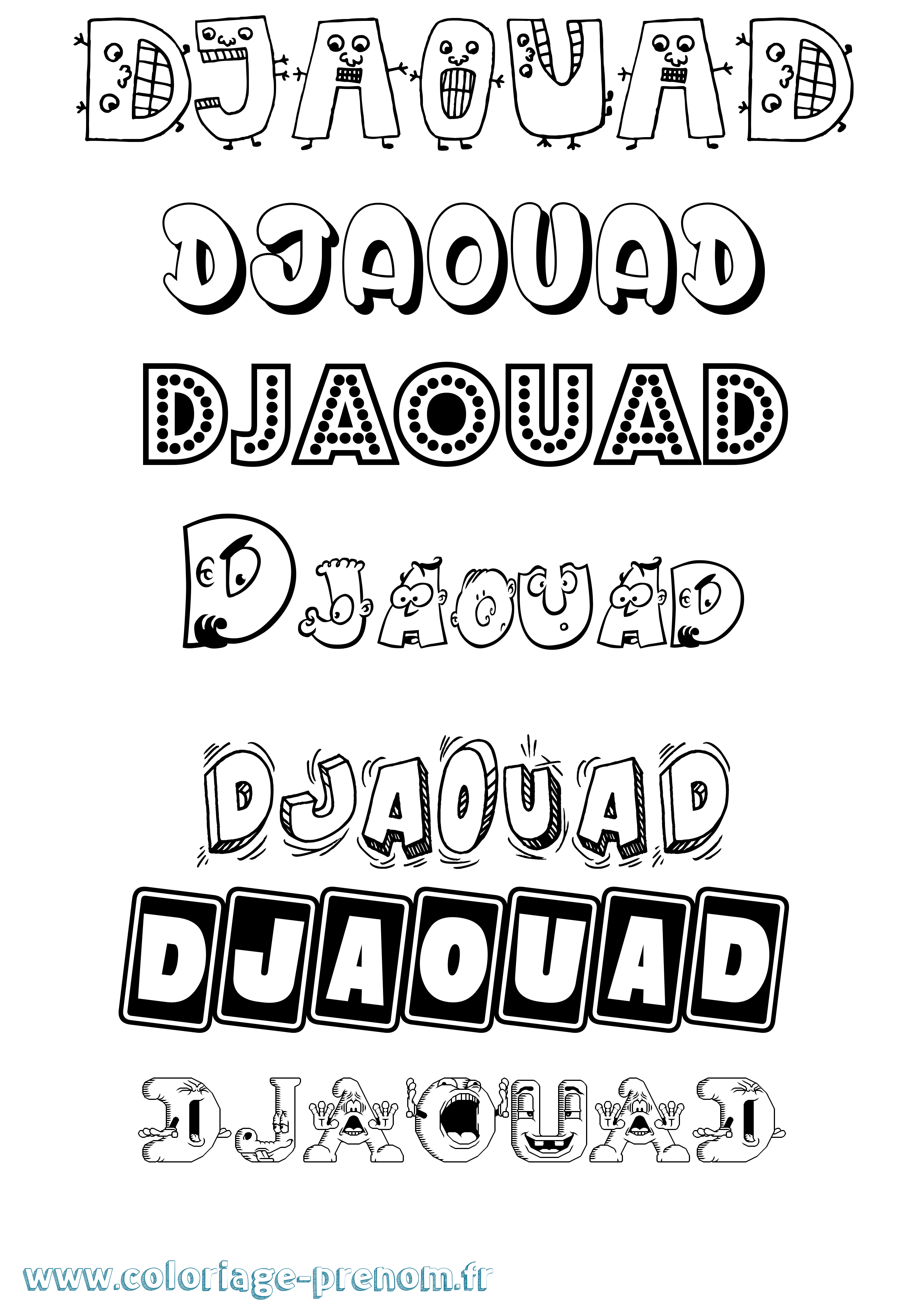 Coloriage prénom Djaouad Fun